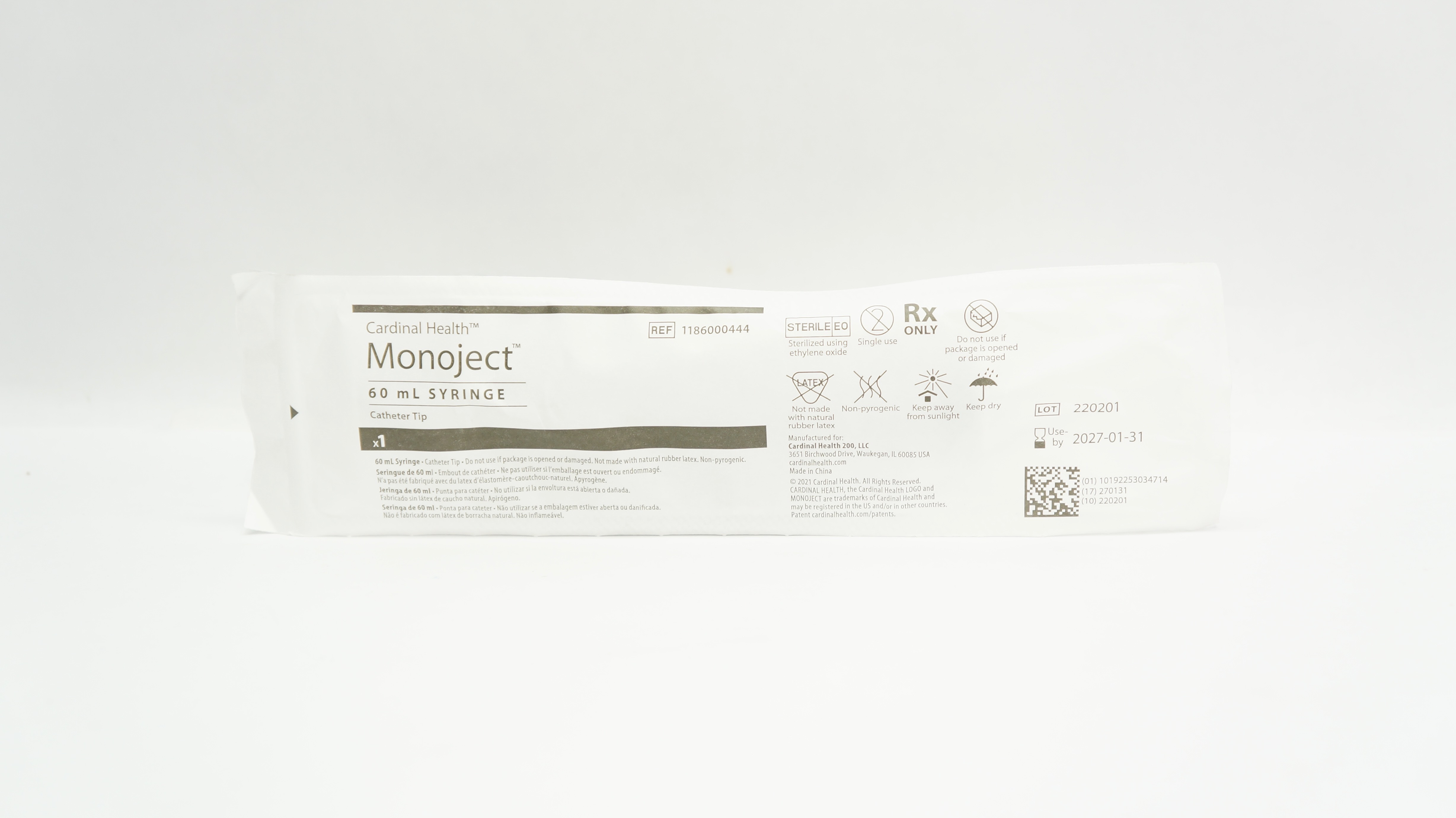 Cardinal Health 1186000444 Monoject 60mL Syringe Cath. Tip