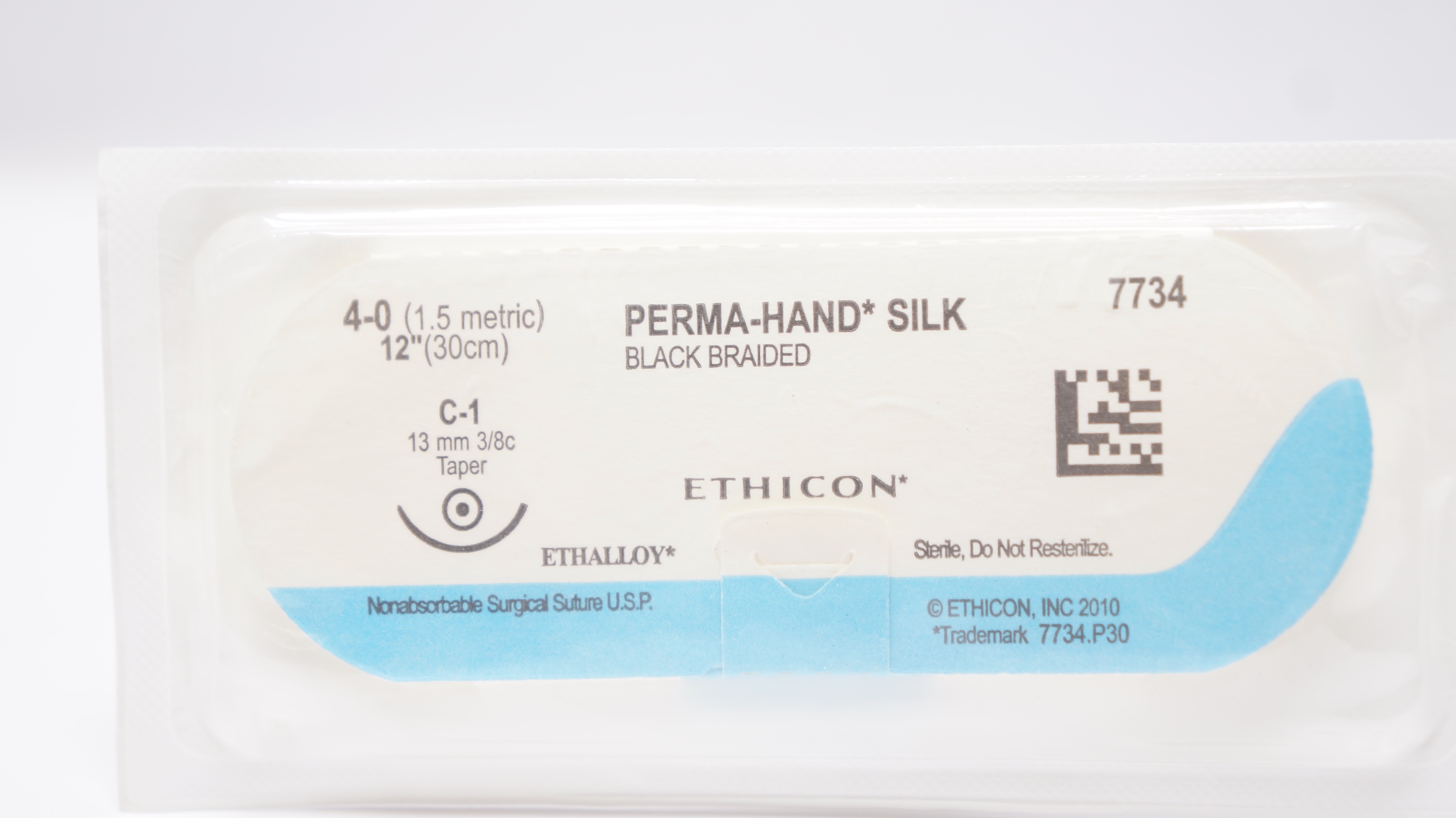 Ethicon 7734 4-0 PERMA-HAND SILK Black Braided Stre C-1 13mm 3/8c Taper, 12inch