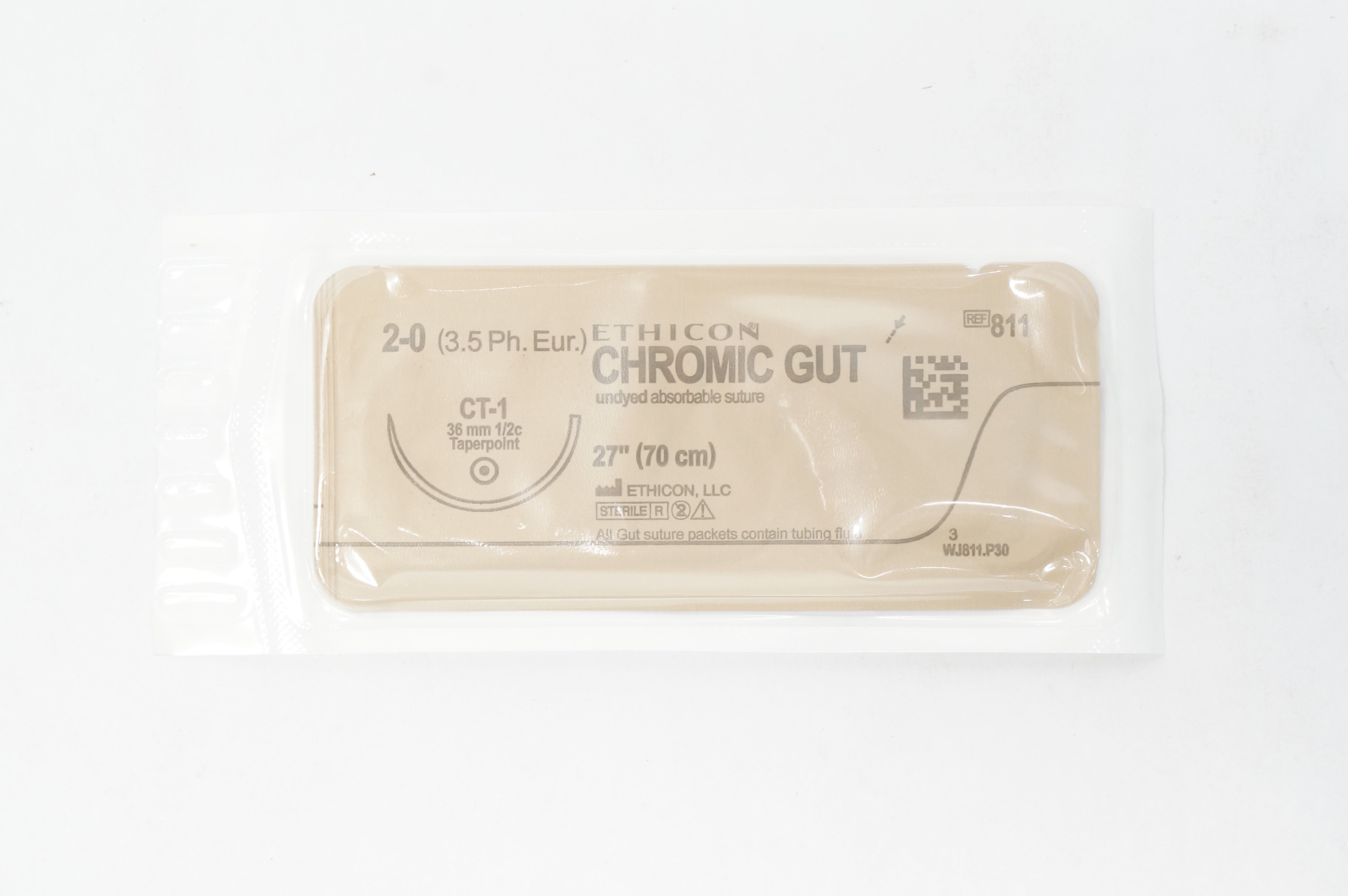 Ethicon 811 2-0 CHROMIC GUT CT-1 36mm 1/2c Taper 27inch