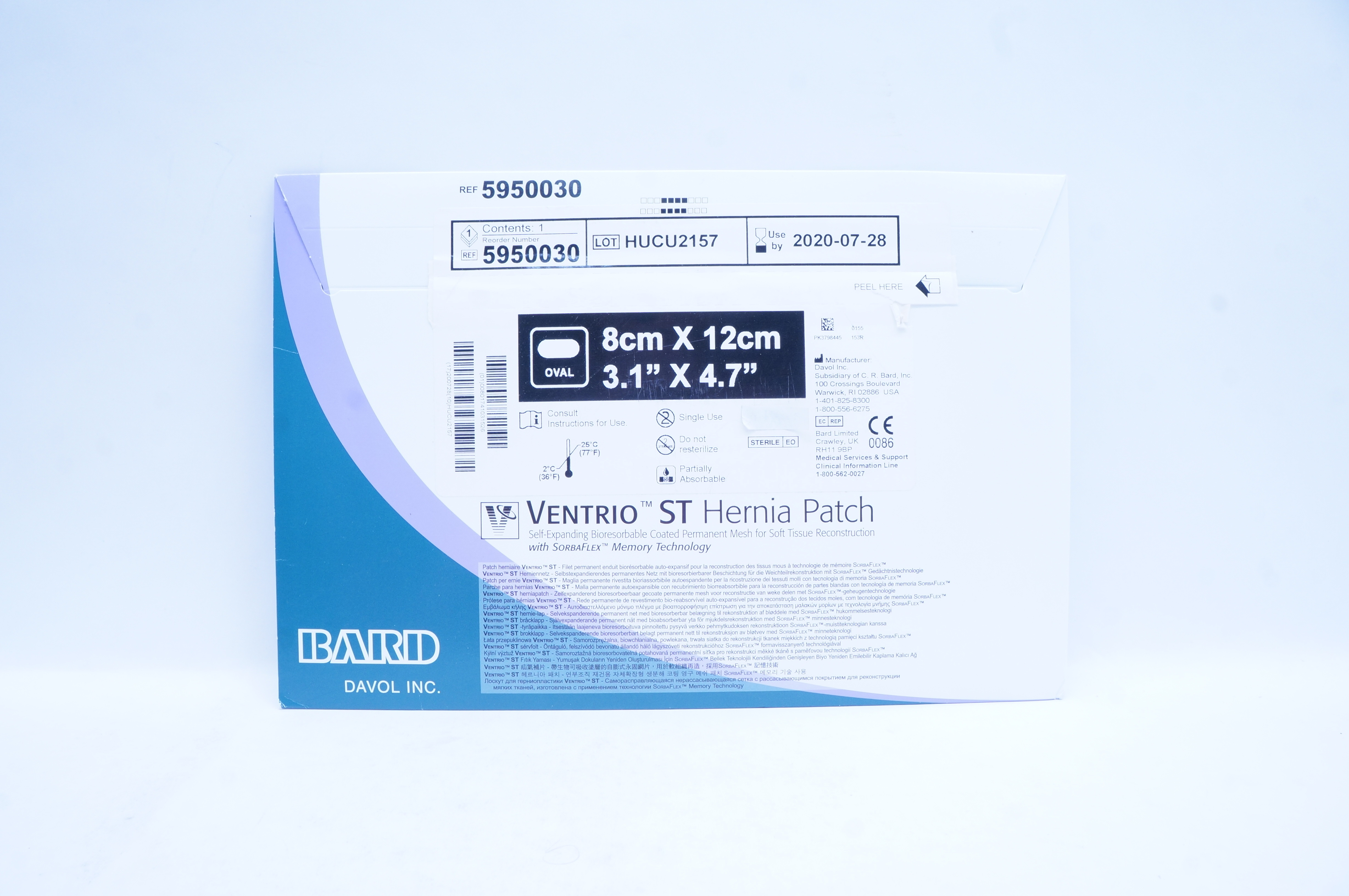 Bard 5950030 Ventrio ST Hernia Patch 3.1inch x 4.7inch (x)