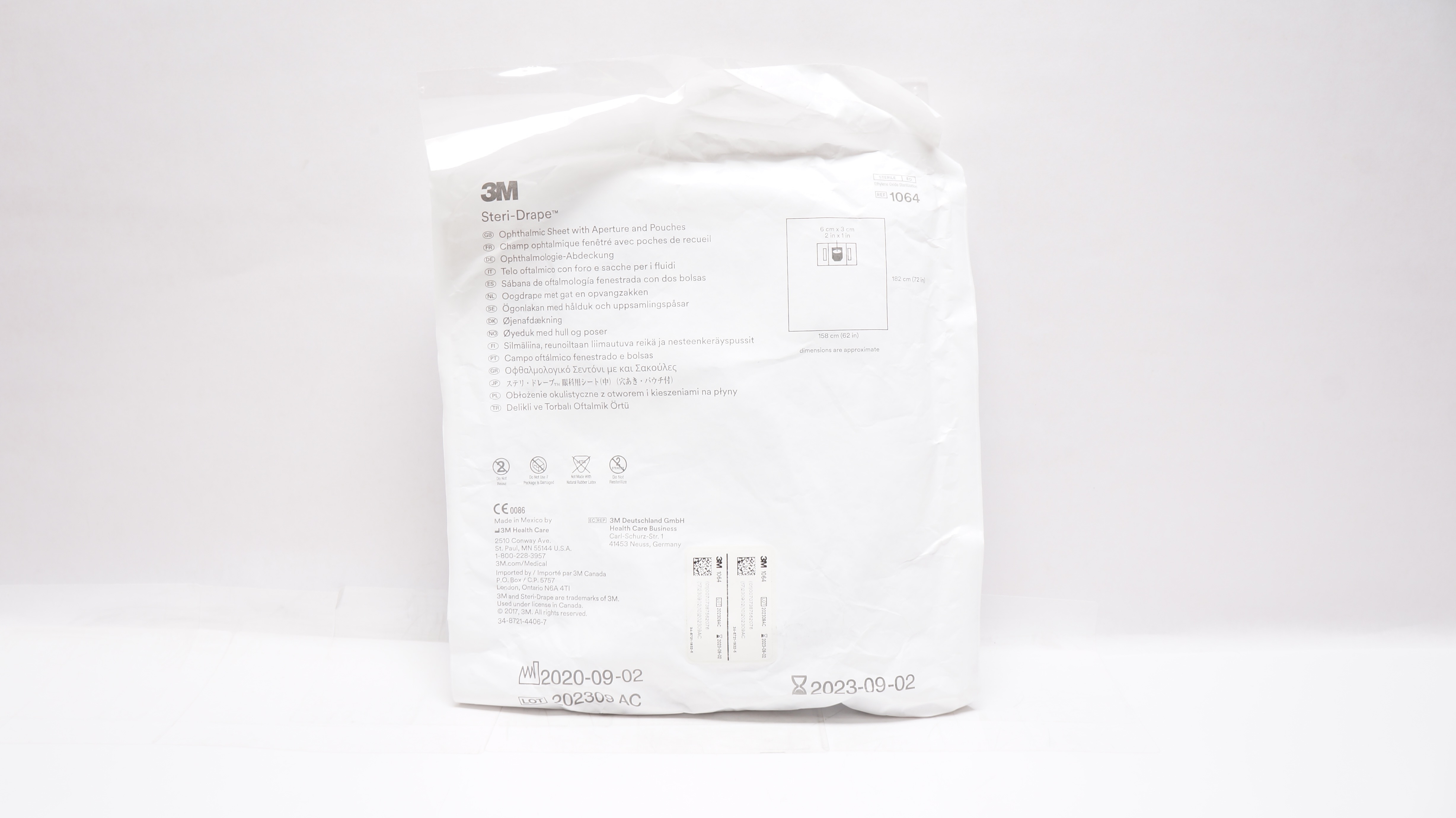 3M 1064 Steri-Drape Ophthalmic Sheet with Aperture and Pouches 62in. x 72in. (x)