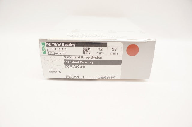 Biomet 183602 Vanguard PS Tibial Bearing 59 x 12mm (x)