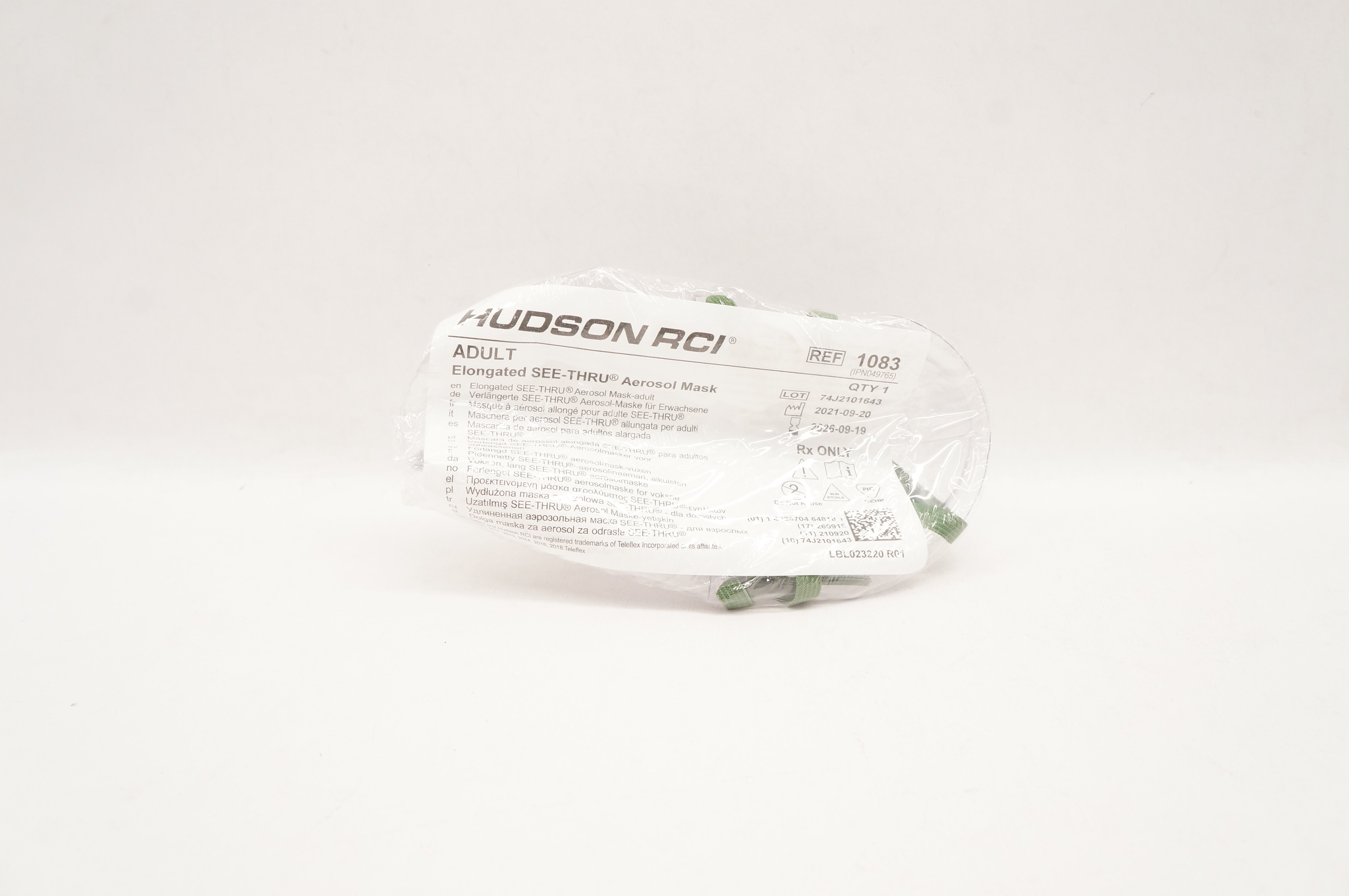 Hudson RCI 1083 Teleflex Elongated SEE-THRU Aerosol Mask Adult