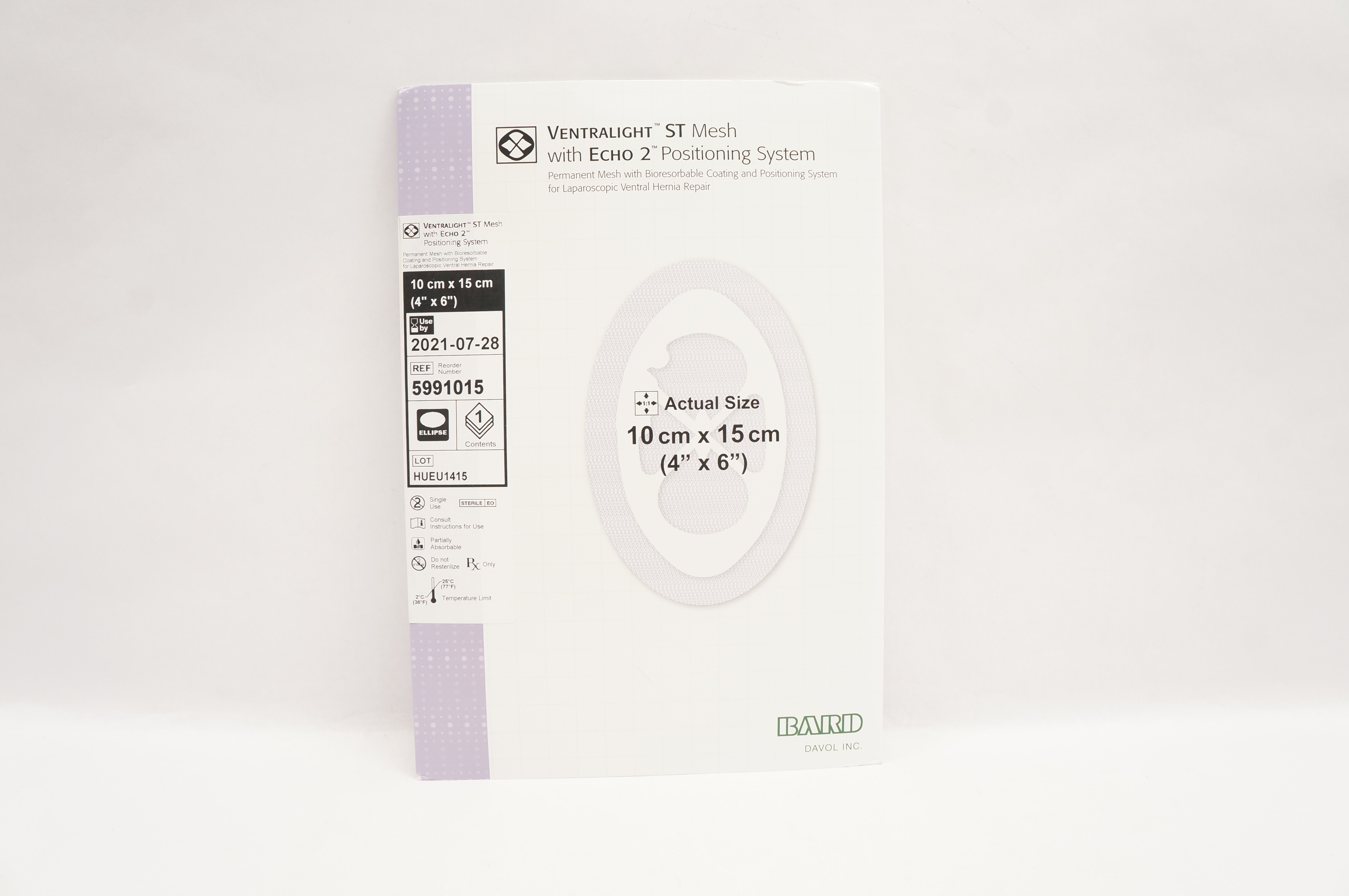 Bard 5991015 Davol Ventralight ST Mesh w/Echo 2 Positioning System 4 x 6inch (x)