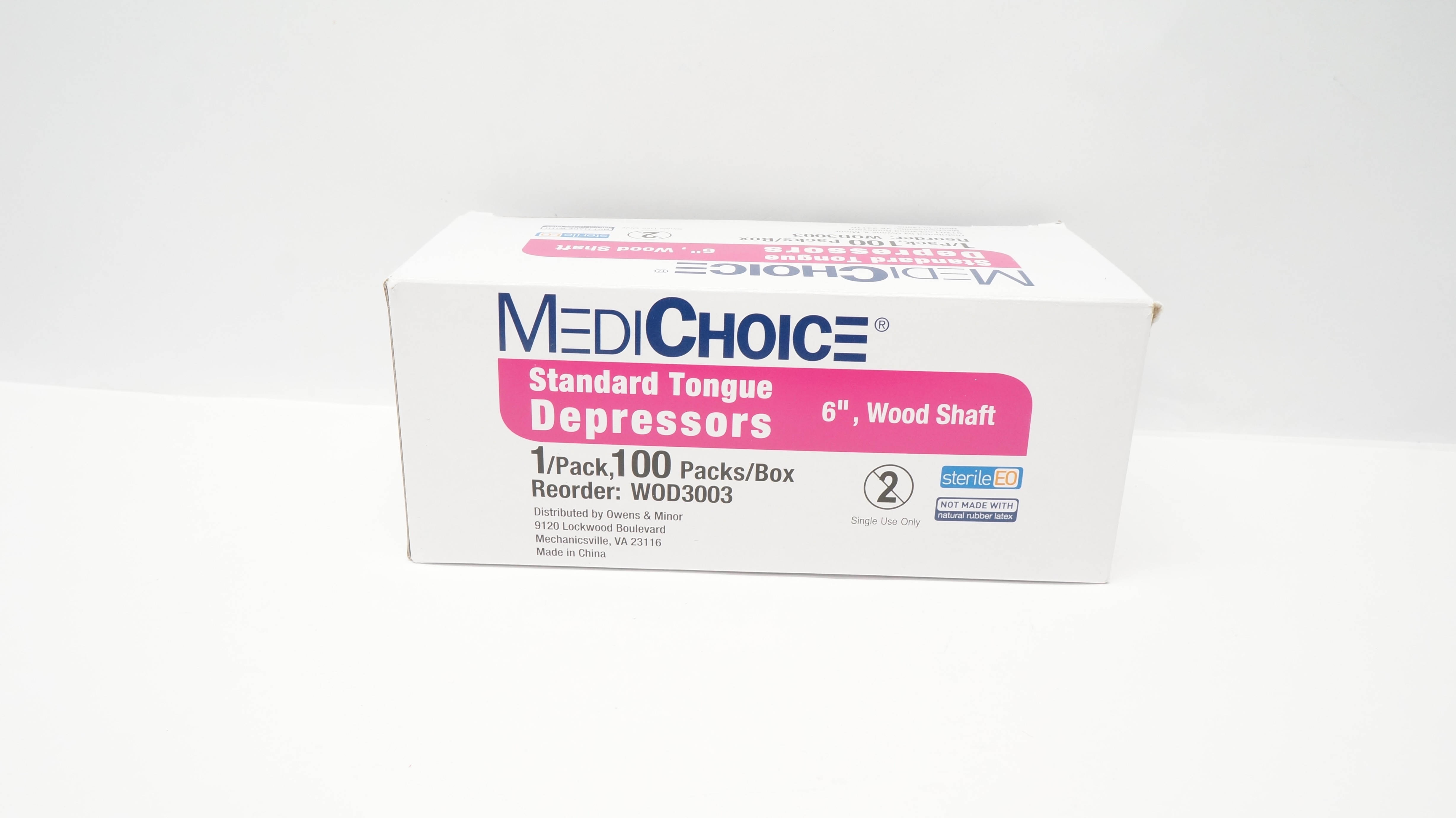 MediChoice WOD3003 Standard Tongue Depressors 6inch, Wood Shaft - Box of 34