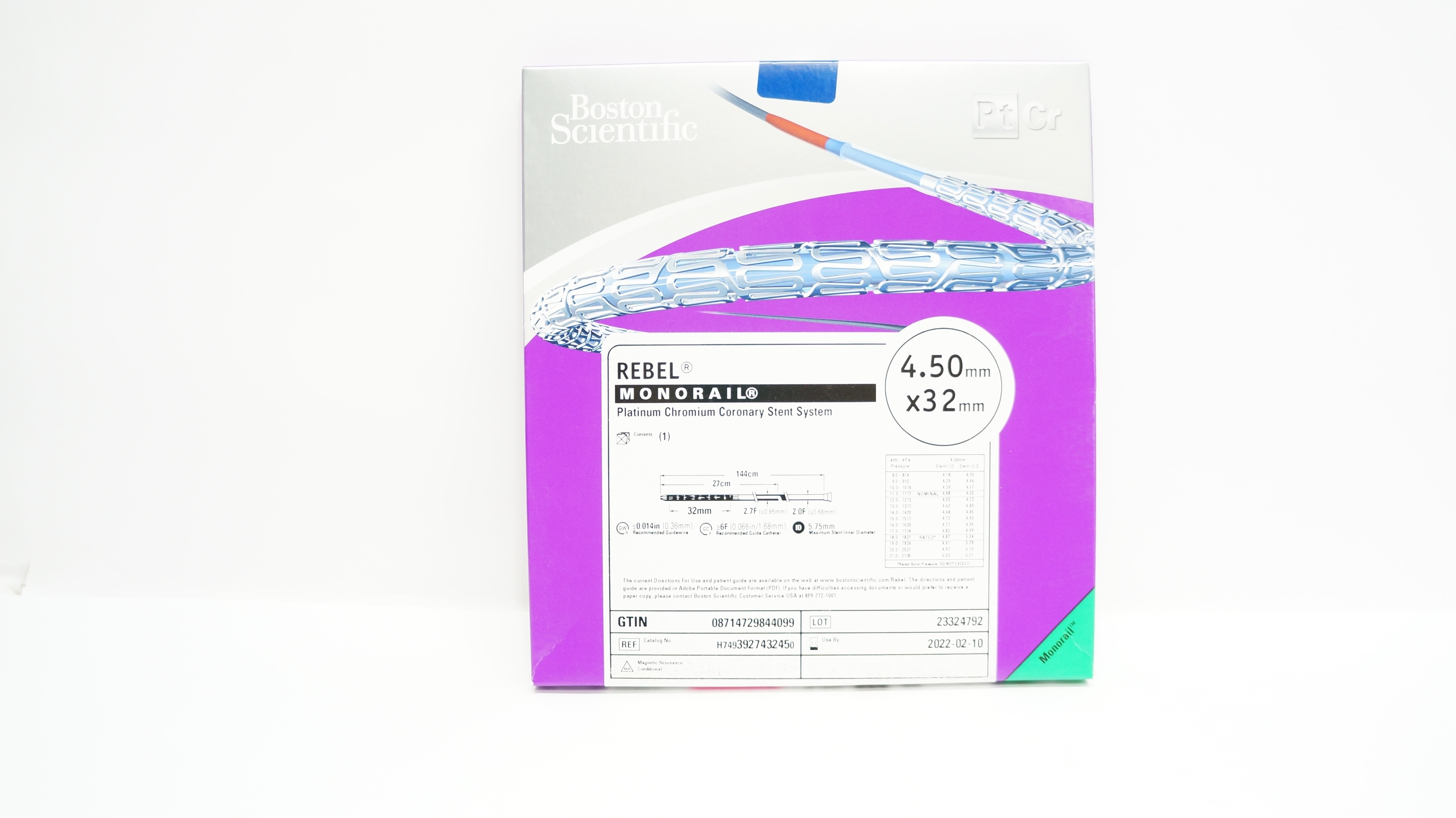 Boston Scientific H7493927432450 Rebel Monorail Coronary Stnt System 4.50x32mm(x)