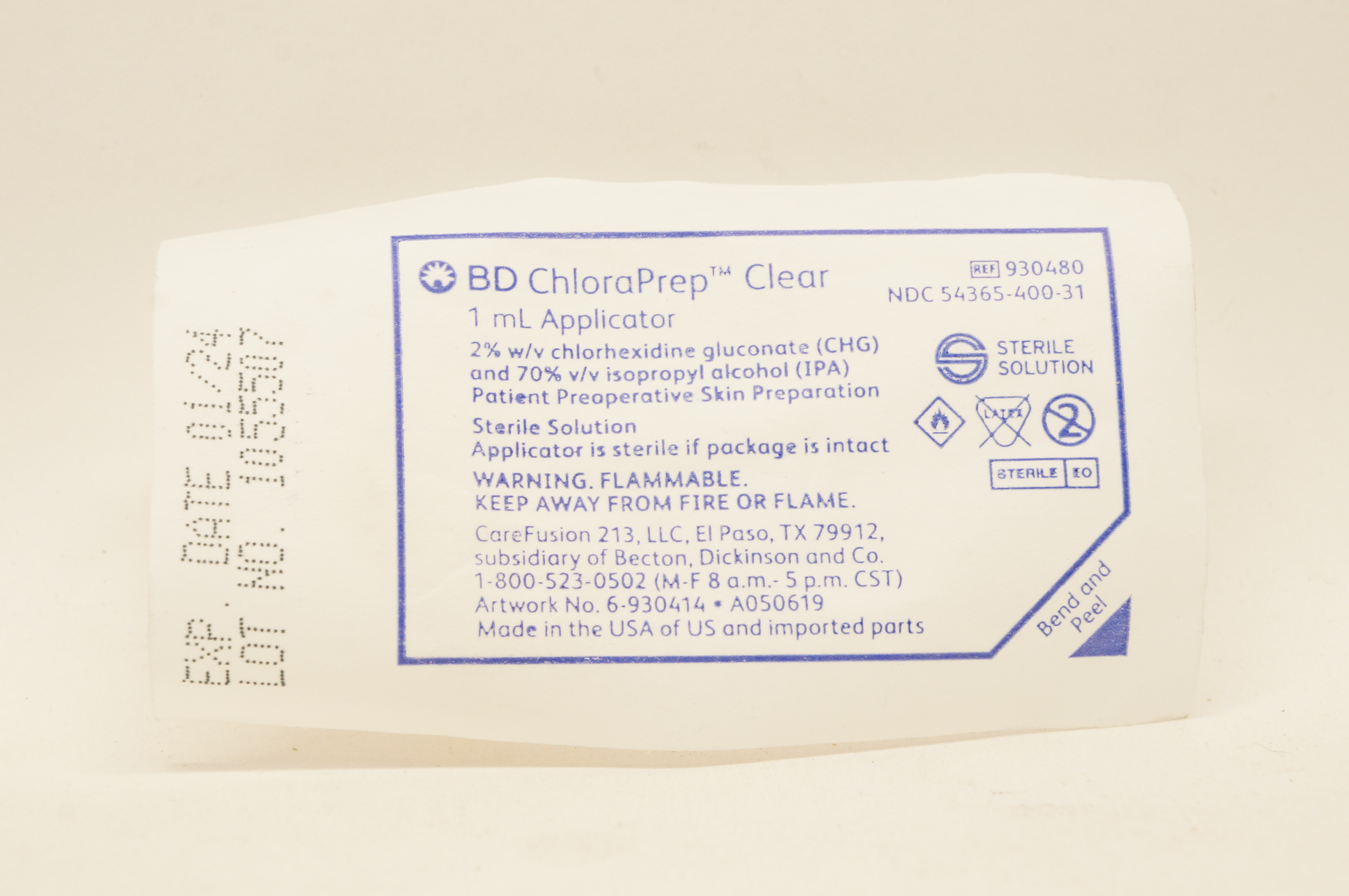 BD 930480 ChloraPrep Clear 1ml Applicator