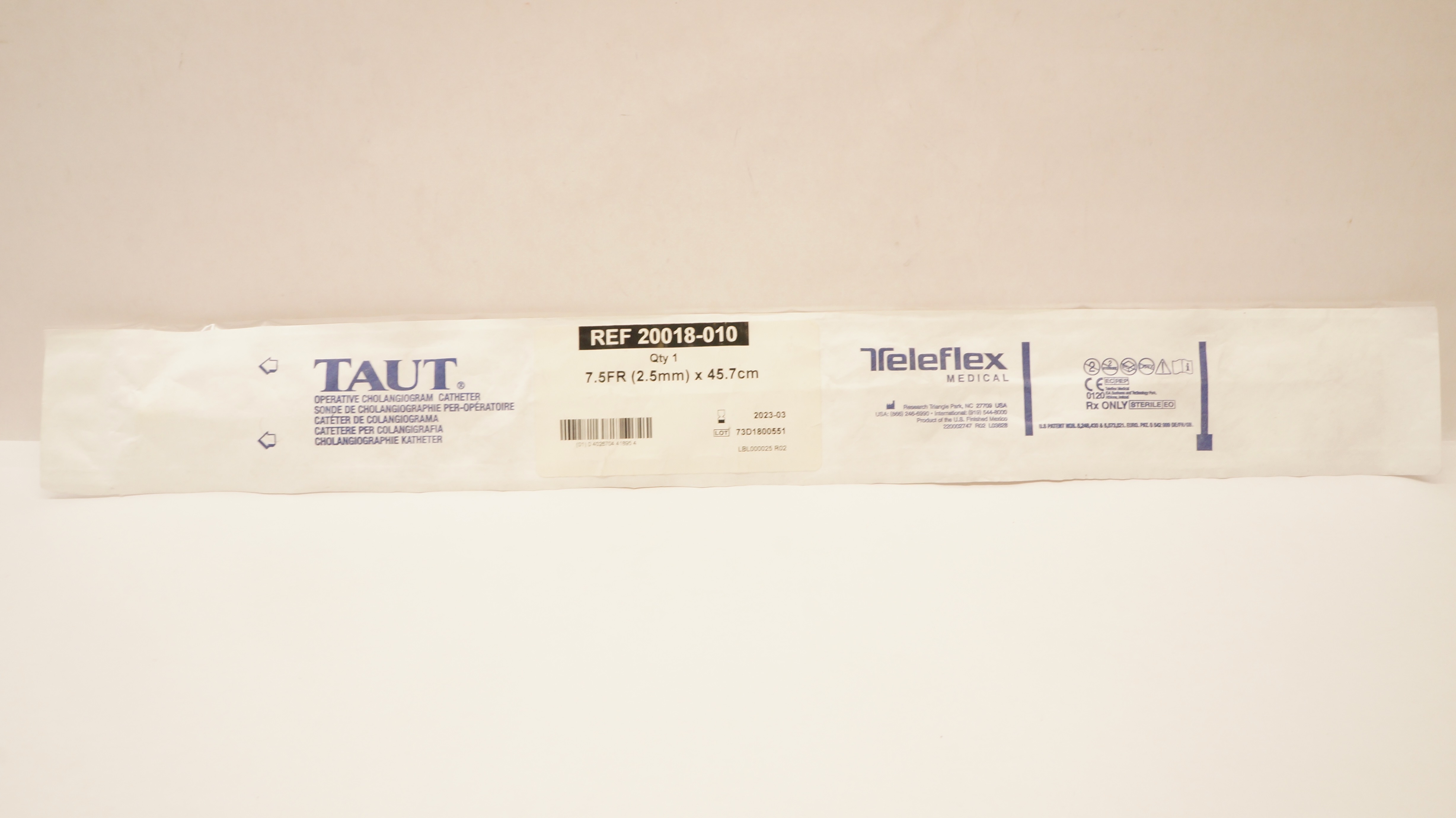 Teleflex 20018-010 TAUT Operative Cholangiogram Cath. 7.5Fr x 45.7cm