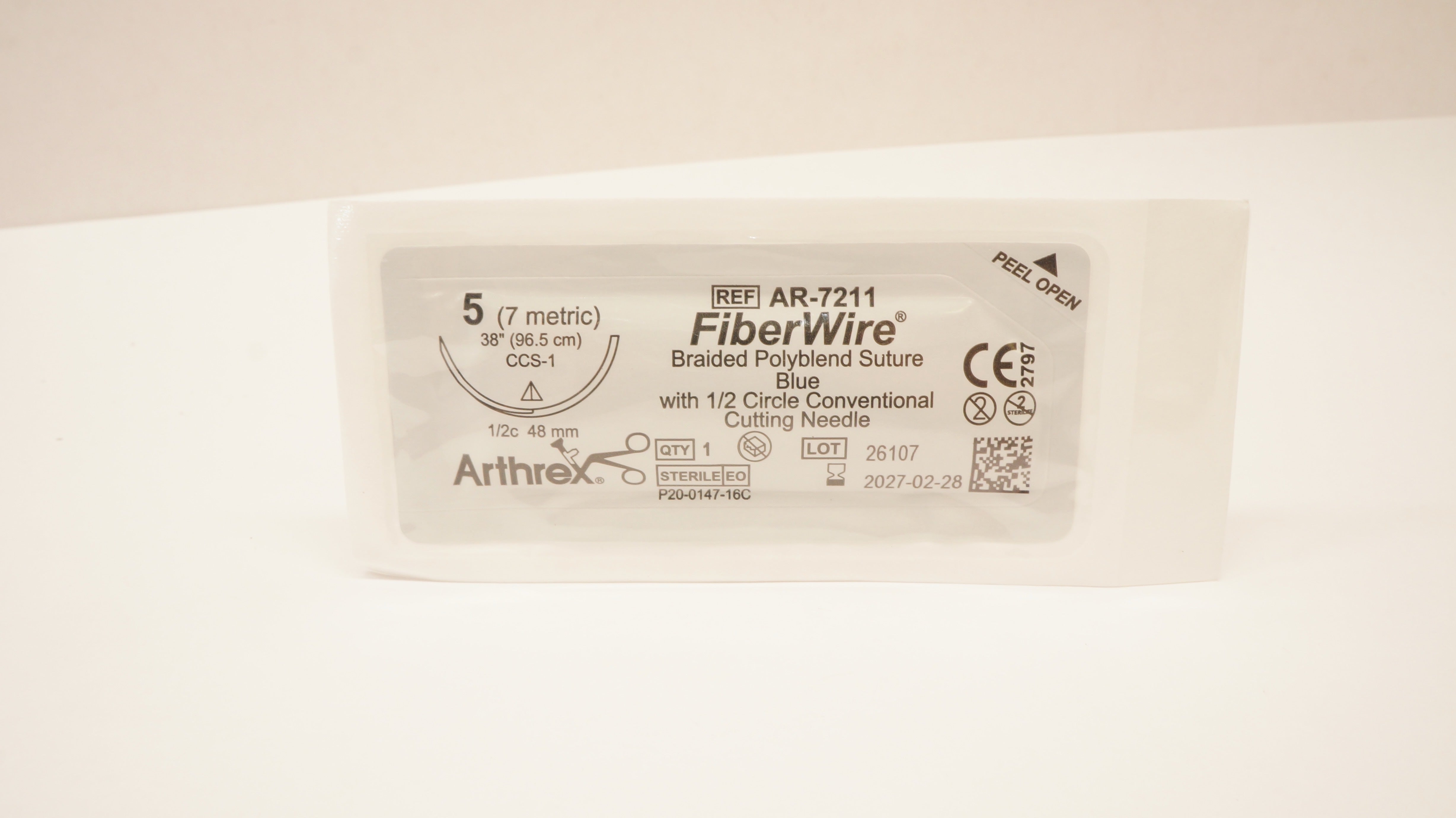 Arthrex AR-7211 5 FiberWire Braided Polyblend Stre CCS-1 1/2c 48mm, 38 inch