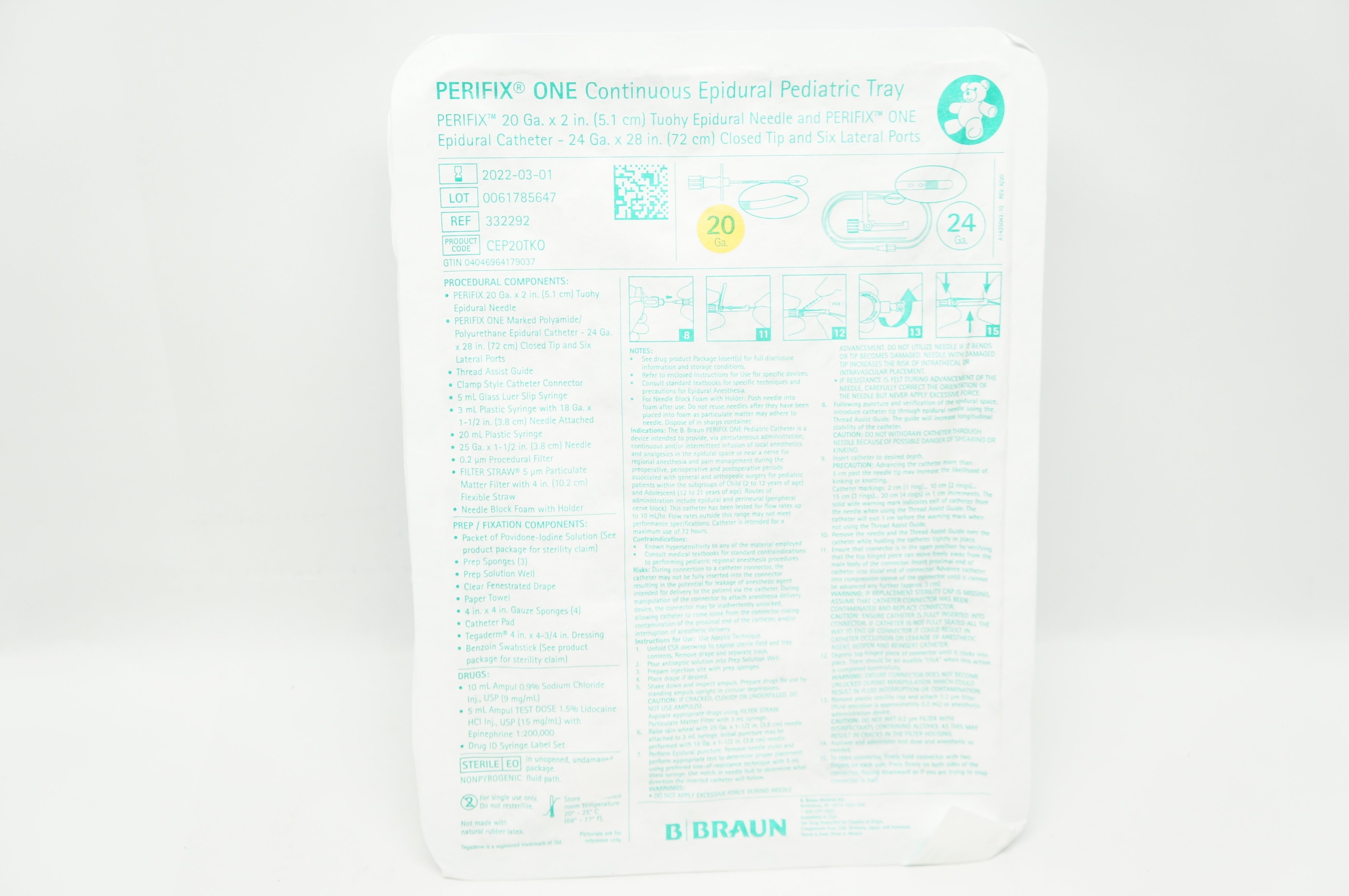 Braun 332292 Perifix One Continuous Epidural Pediatric Tray