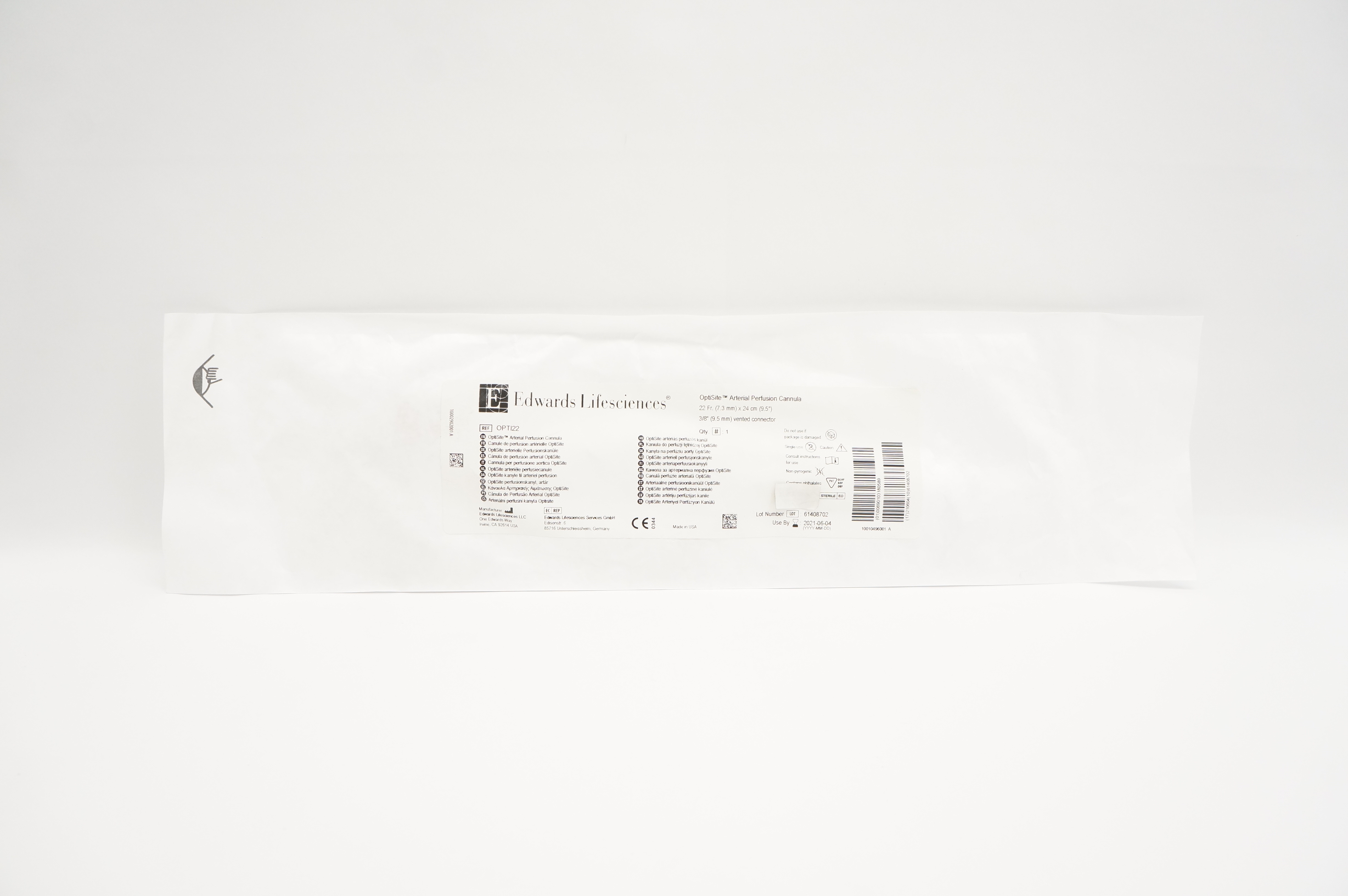 Edwards Lifesciences OPTI22 Arterial Perfusion Cannula 22Fr x 24cm 3/8inch (x)