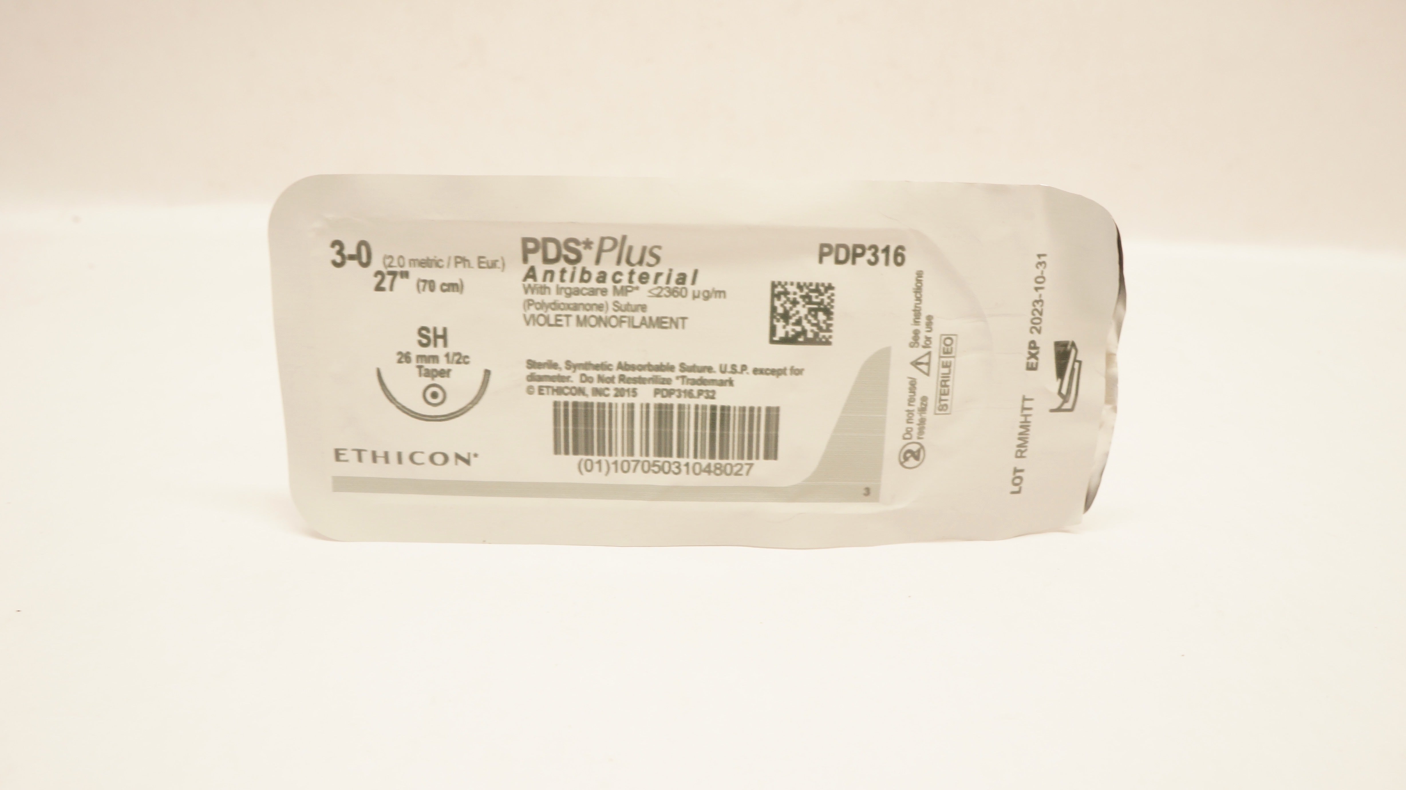 Ethicon PDP316 3-0 PDS Plus, SH, 26mm 1/2c Taper, 27inch