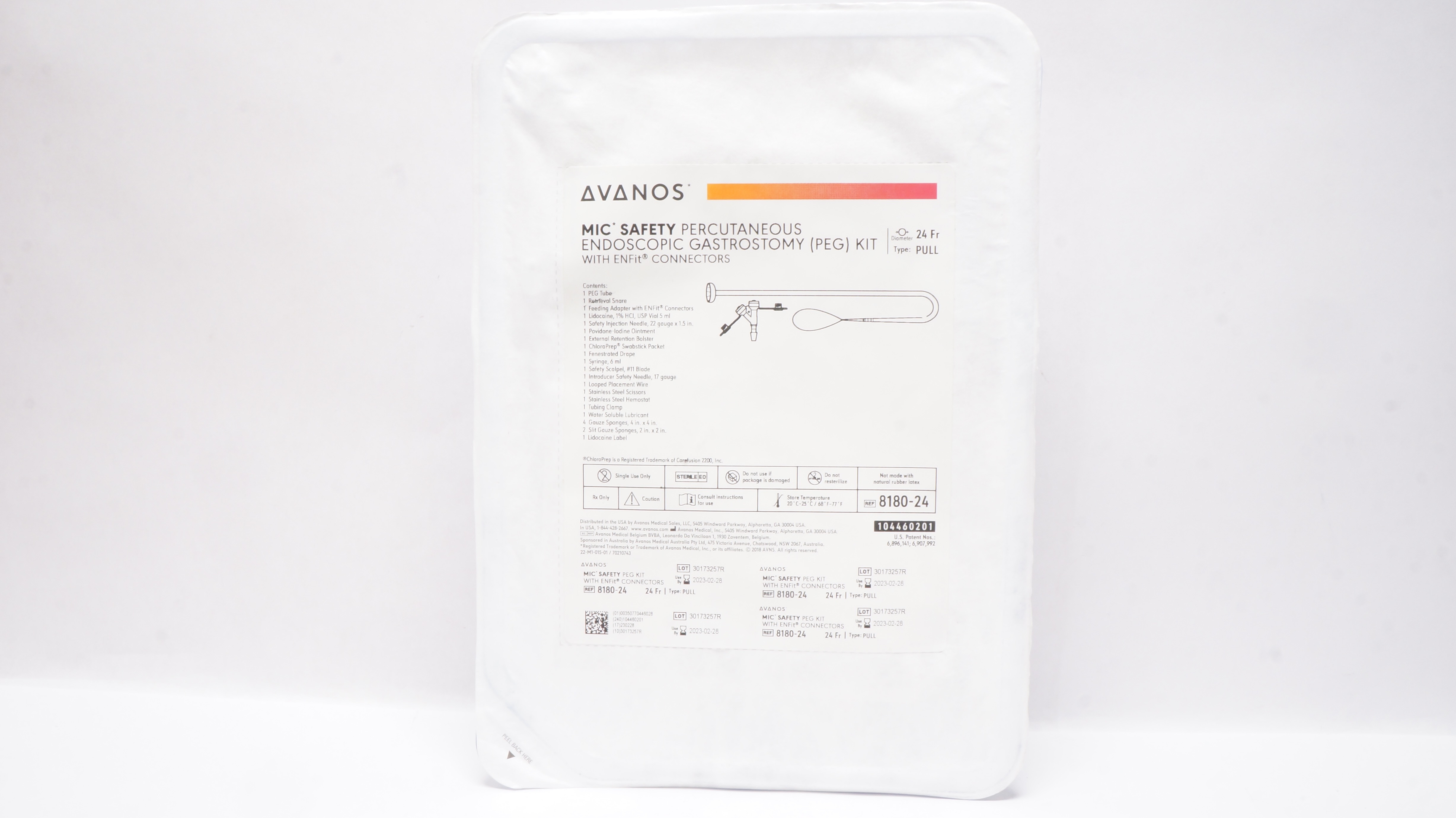 Avanos 8180-24 MIC Safety Percutaneous Endoscopic Gastrostomy Kit 24Fr (x)