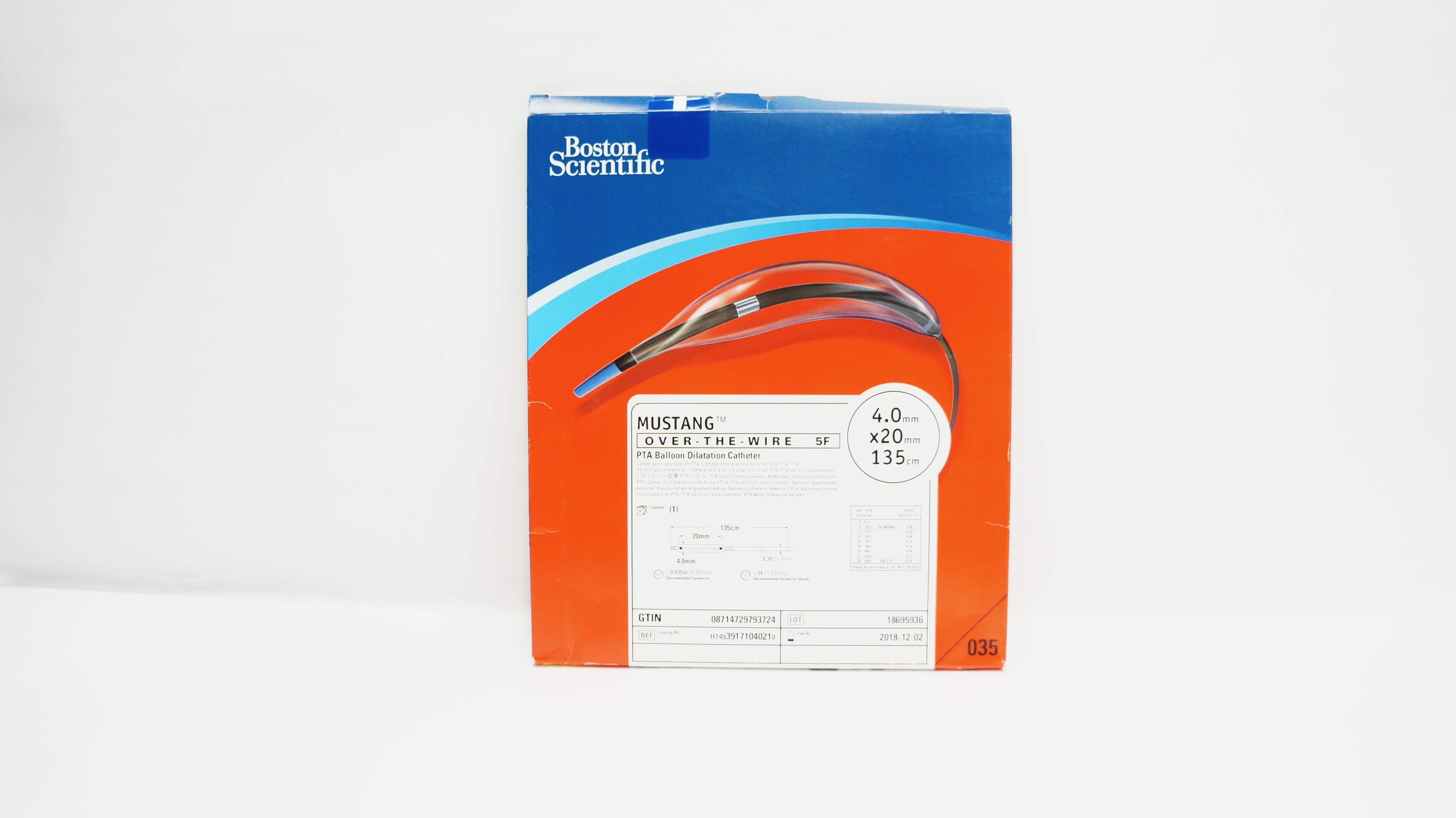 Boston Scientific 3917104021 Mustang PTA Balloon Cath. 4.0mm x 20mm x 135cm (x)