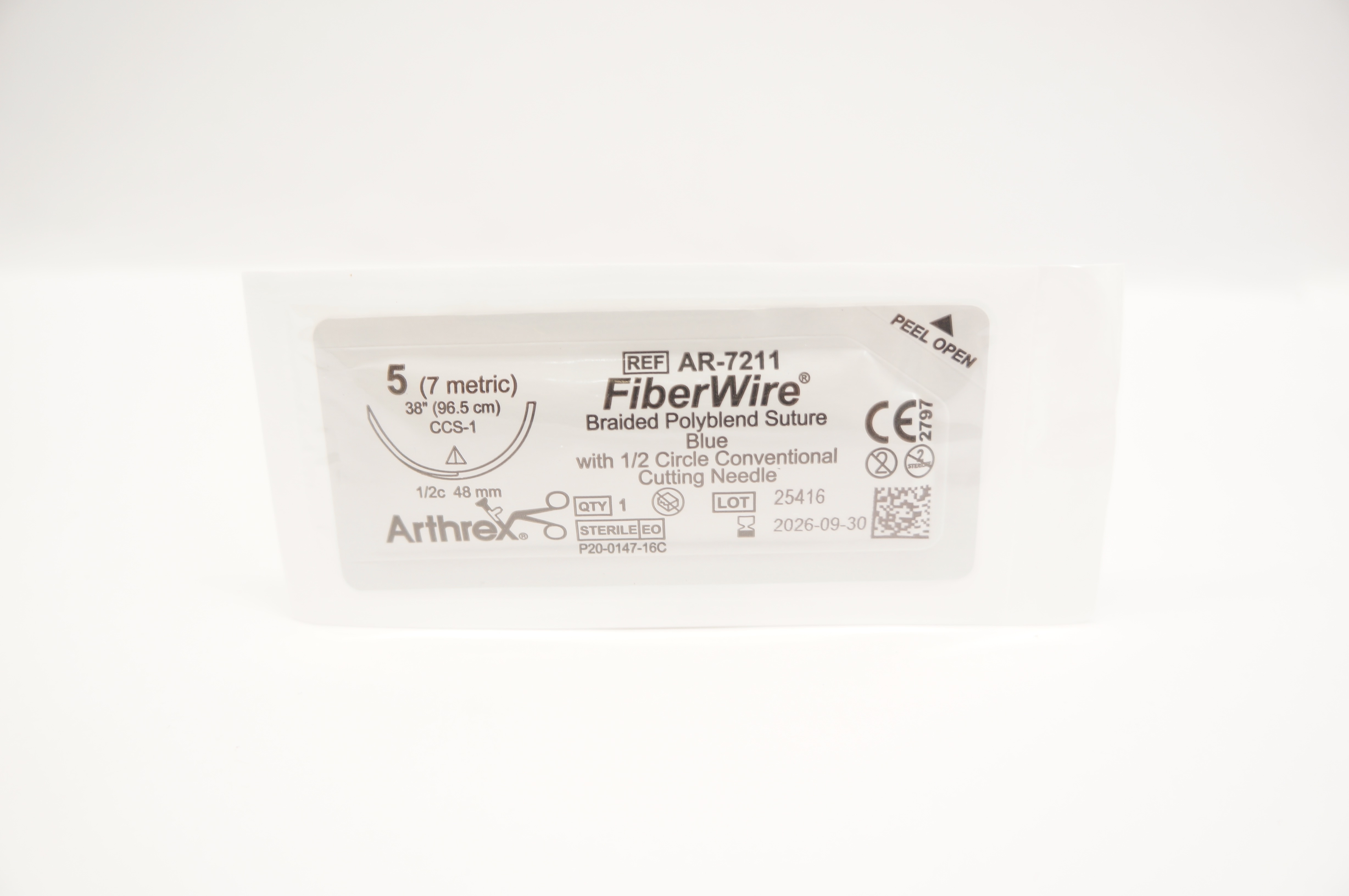 Arthrex AR-7211 5 FiberWire Braided Polyblend Stre CCS-1 1/2c 48mm, 38inch