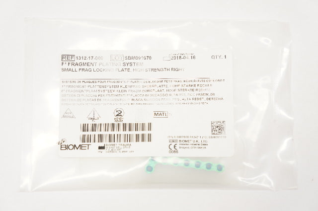 Biomet 1312-17-000 F3 Fragment Plating System Small Frag Locking Plate