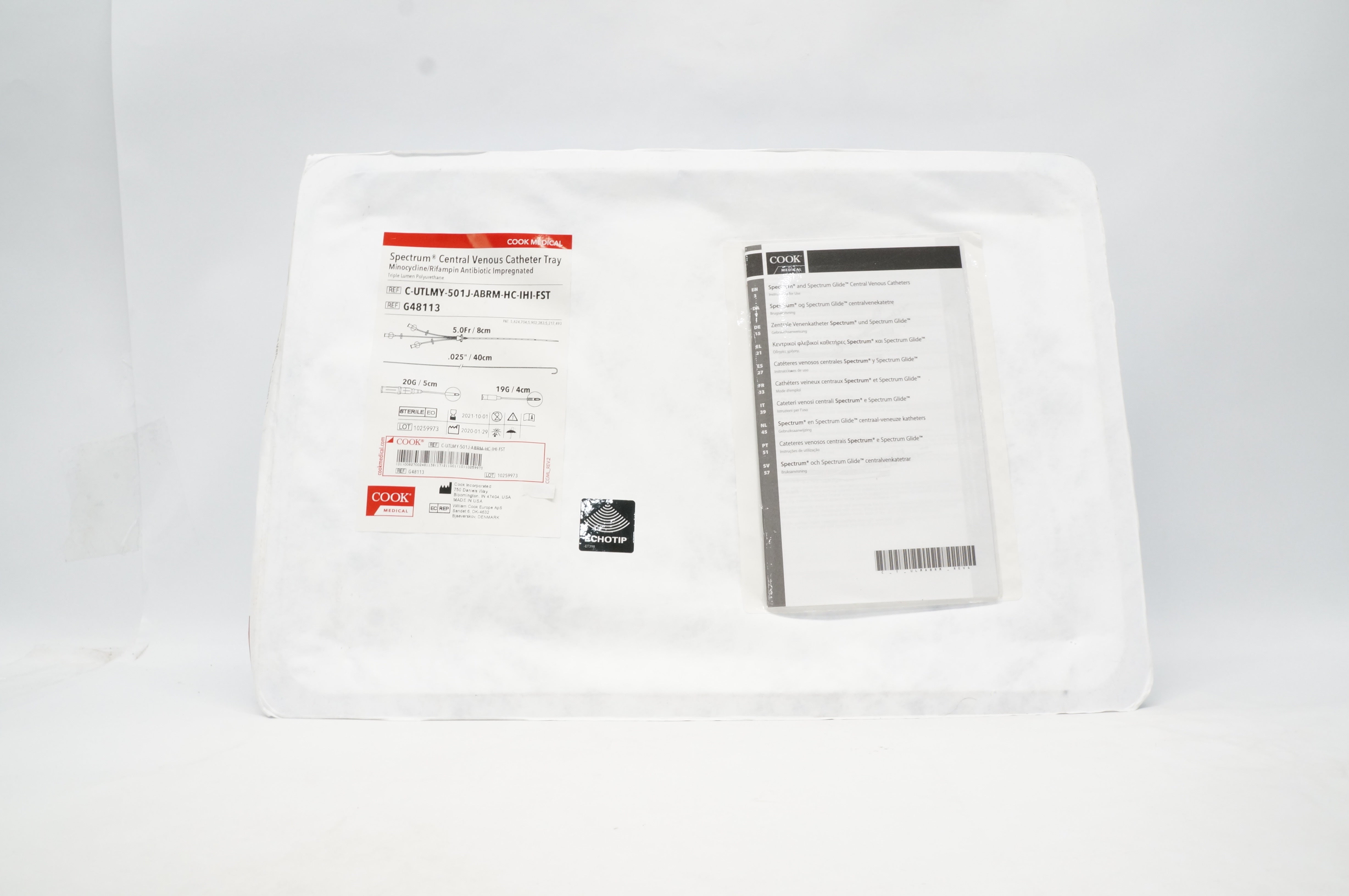 Cook Medical G48113 Spectrum Central Venous Catheter Tray 5.0Fr x 8cm