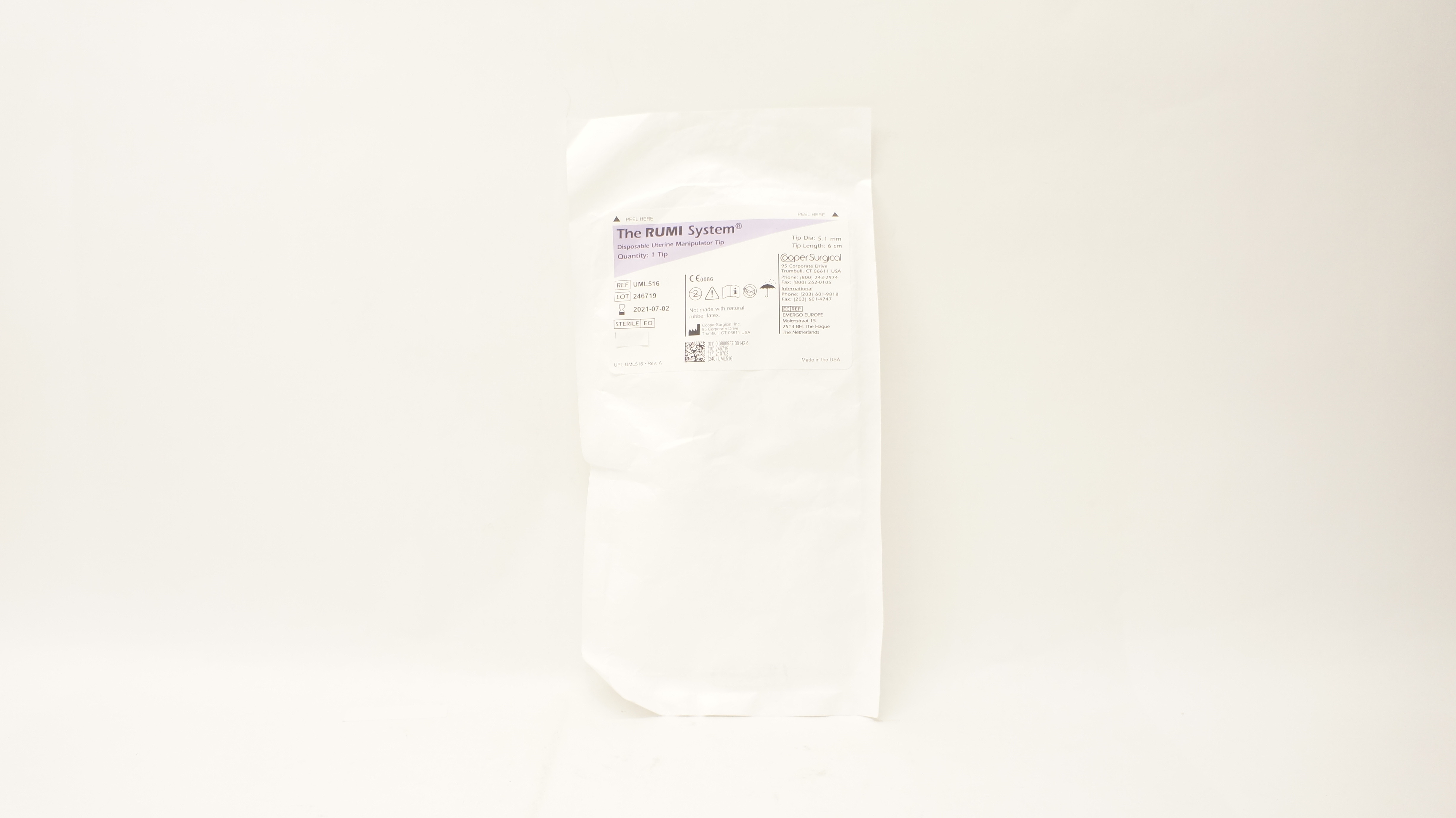 Cooper Surgical UML516 RUMI Disposable Uterine Manipulator Tip 5.1mm x 6cm (x)