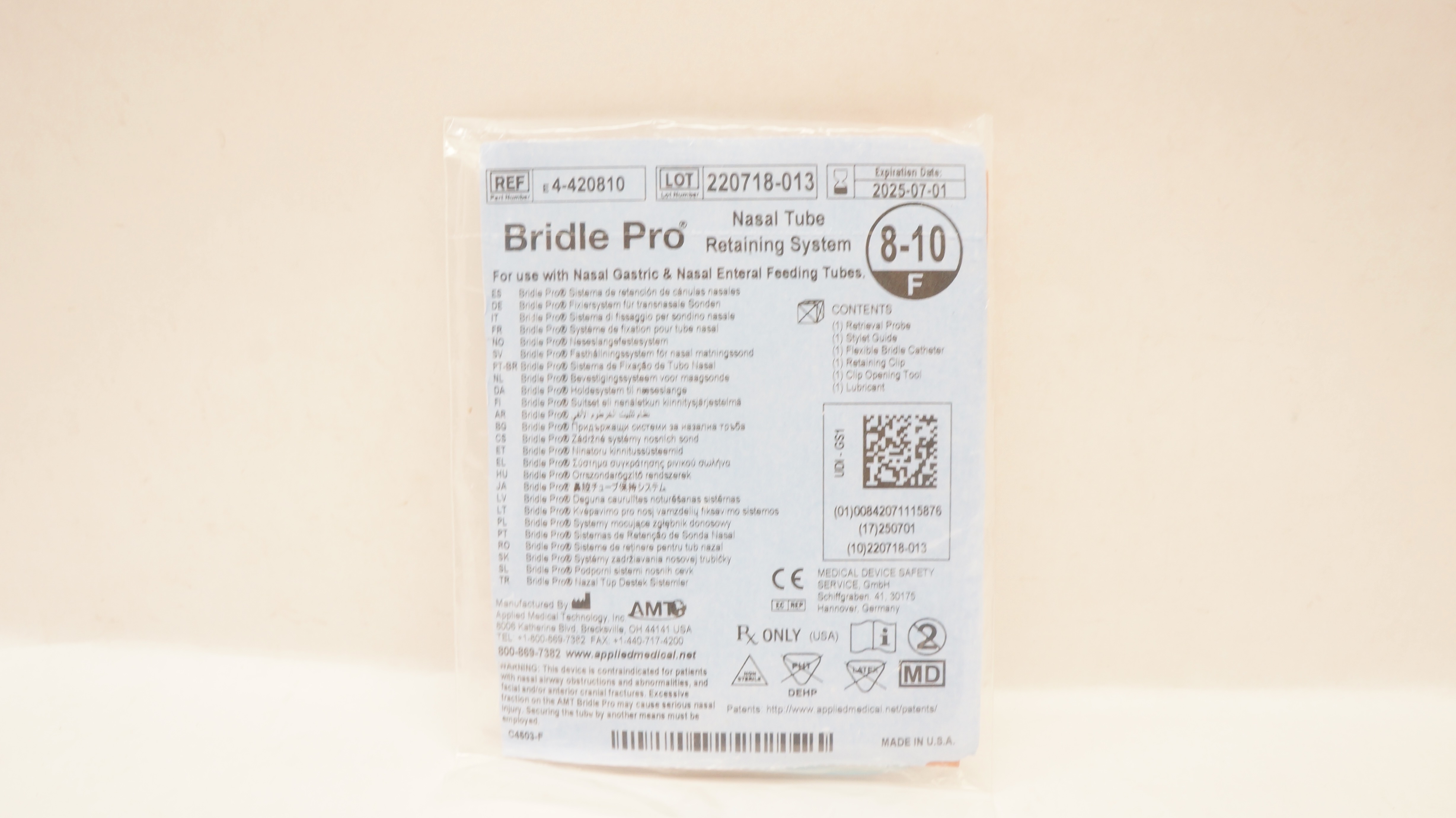 Applied Medical E4-420810 Bridle Pro Nasal Tube Retaining System 8-10F