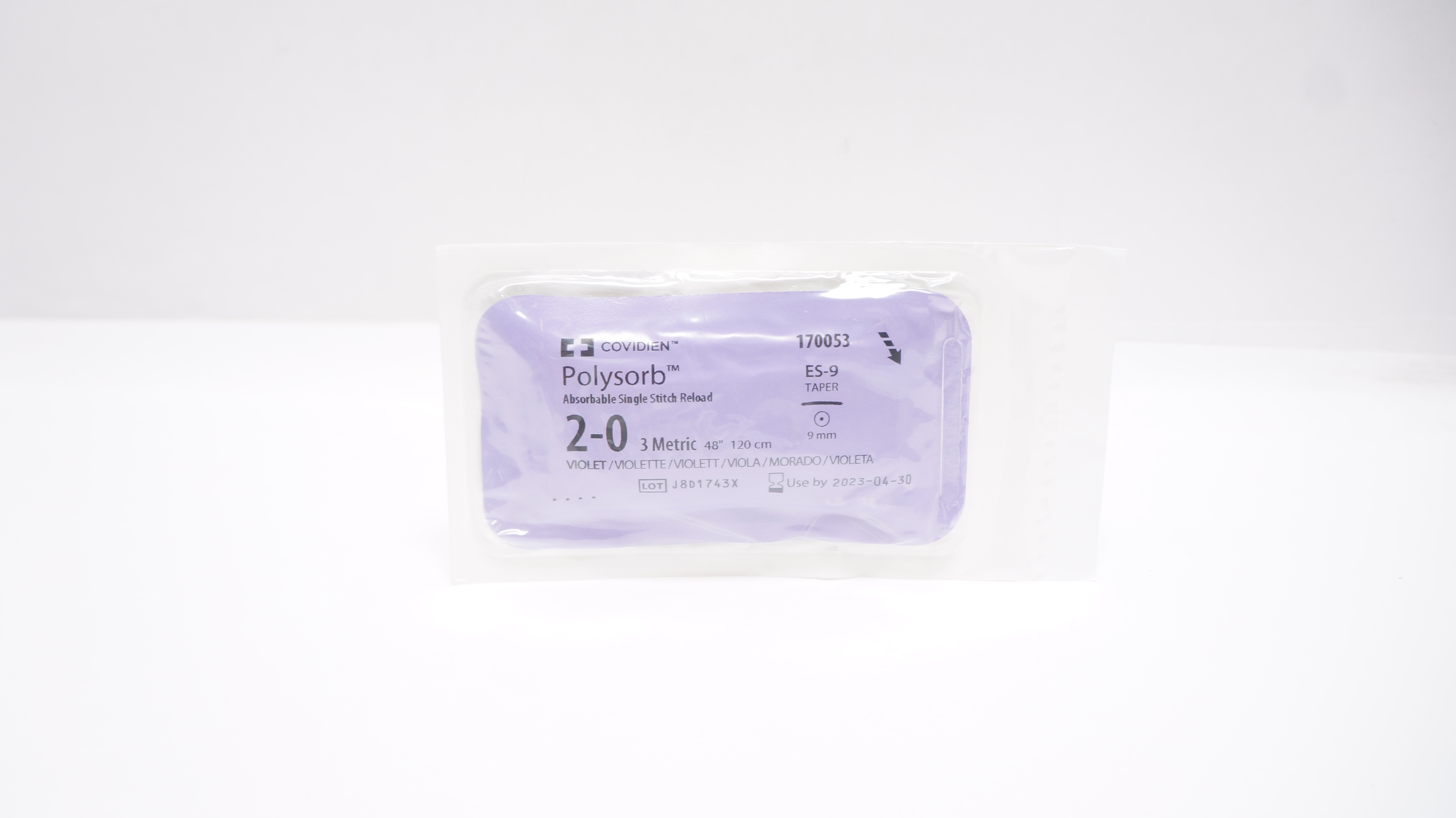 Covidien 170053 Polysorb 2-0,  ES-9, 9mm Taper, 48inch (x)