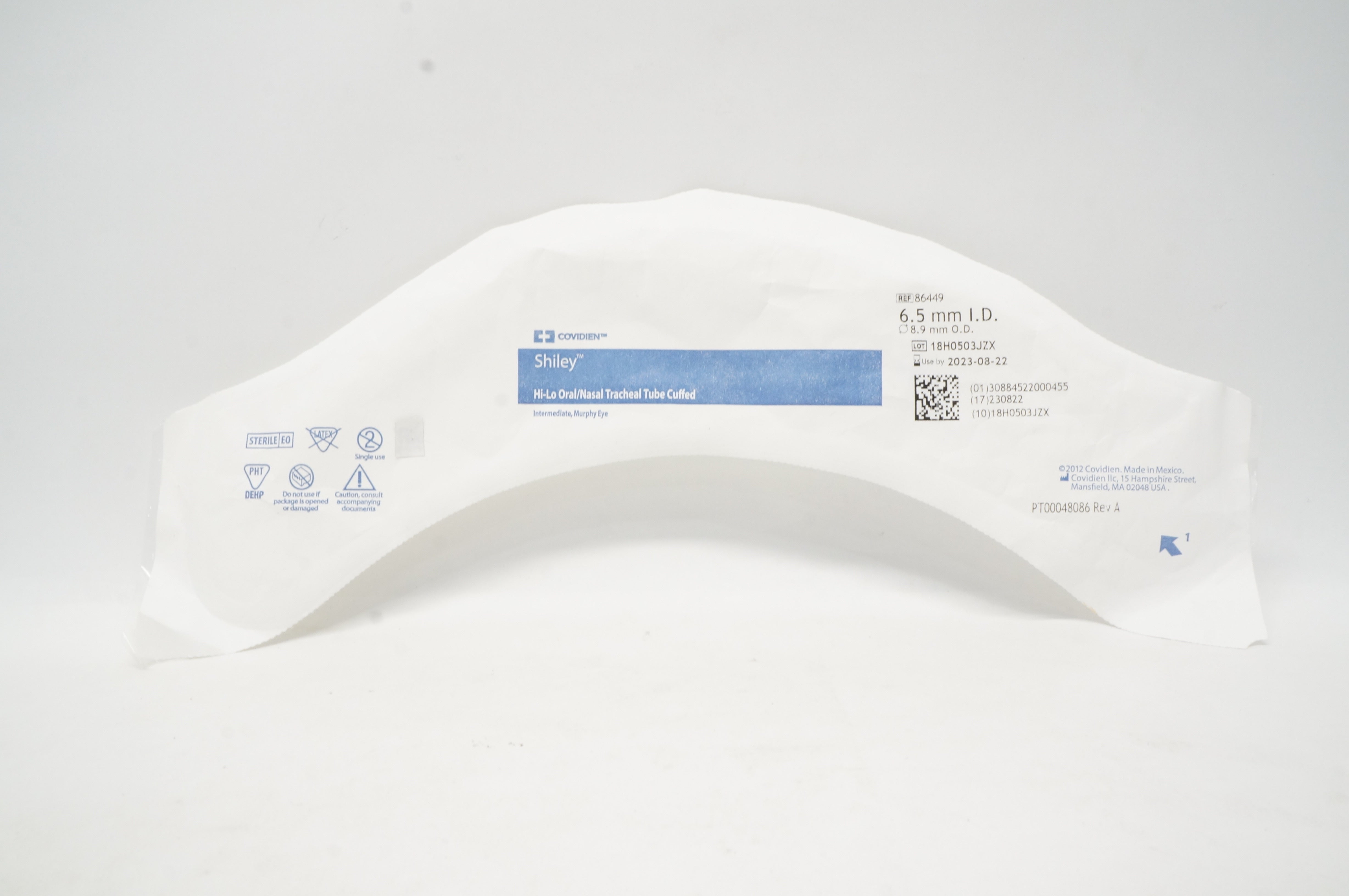 Covidien 86449 Shiley Hi-Lo Oral/Nasal Tracheal Tube Cuffed 6.5 x 8.9mm