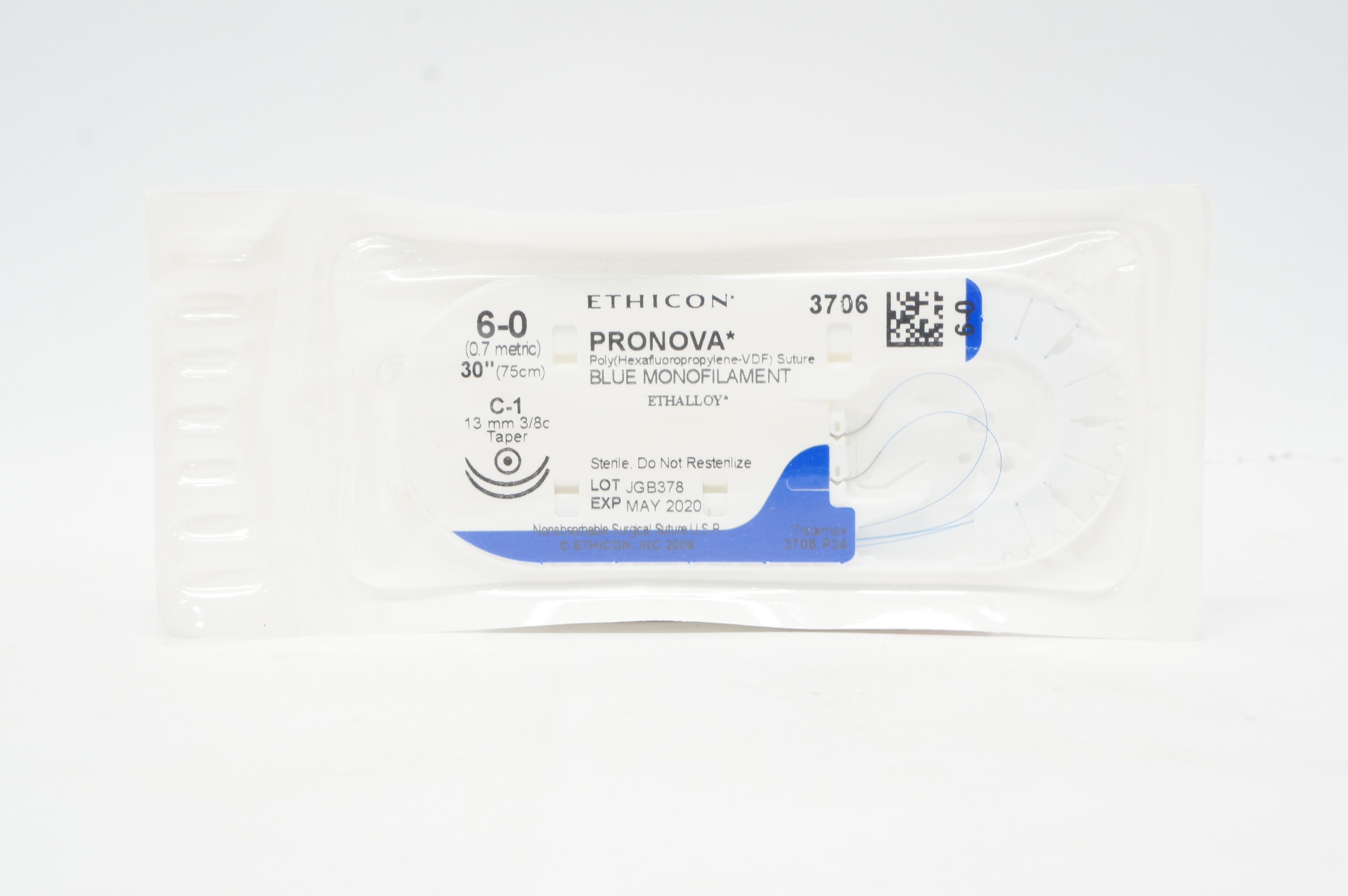 Ethicon 3706 6-0 PRONOVA C-1 13mm 3/8c Taper 30inch (x)