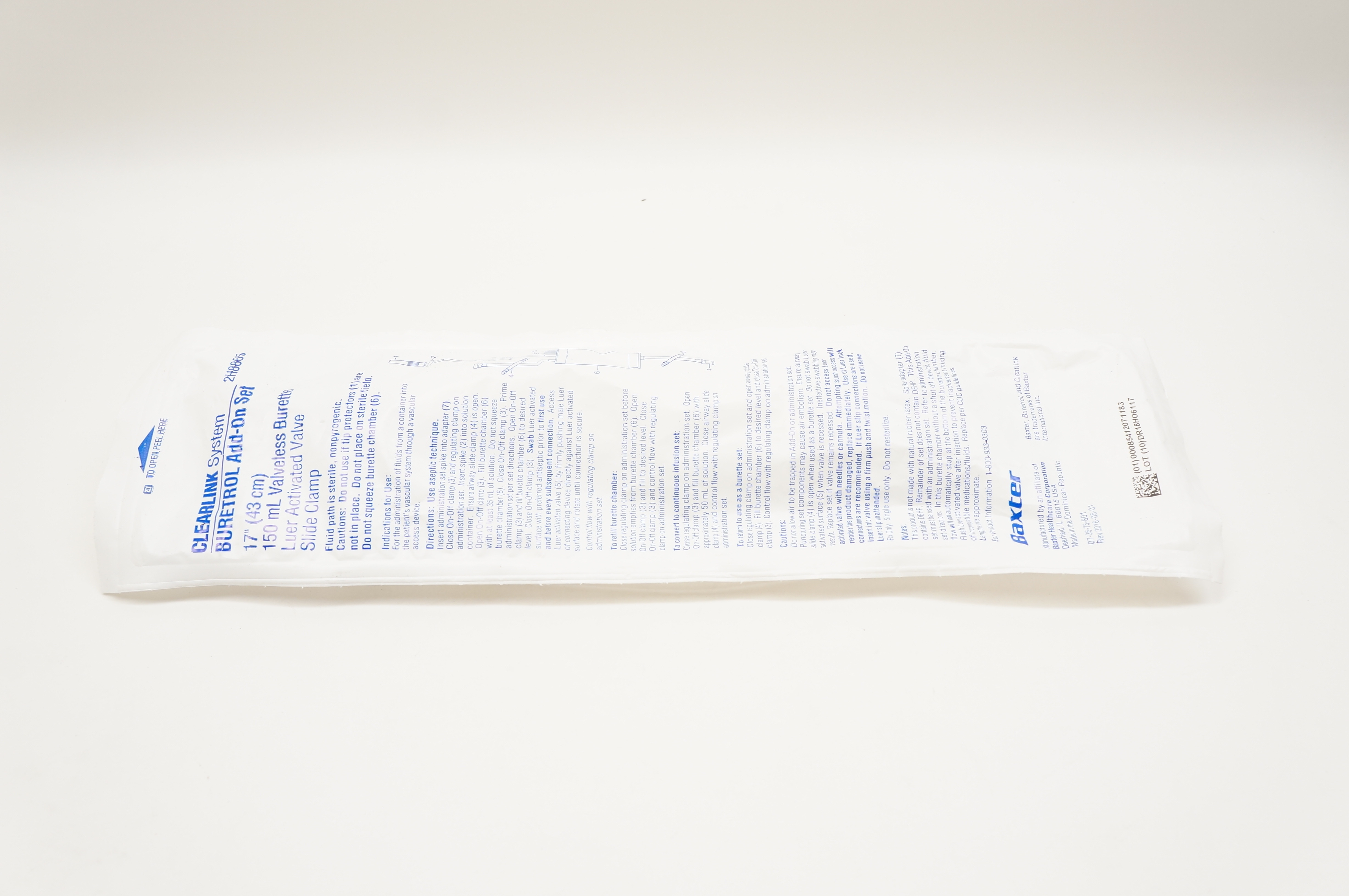 Baxter 2H8865 CLEARLINK System BURETROL Add-On Set 17inch, 150mL