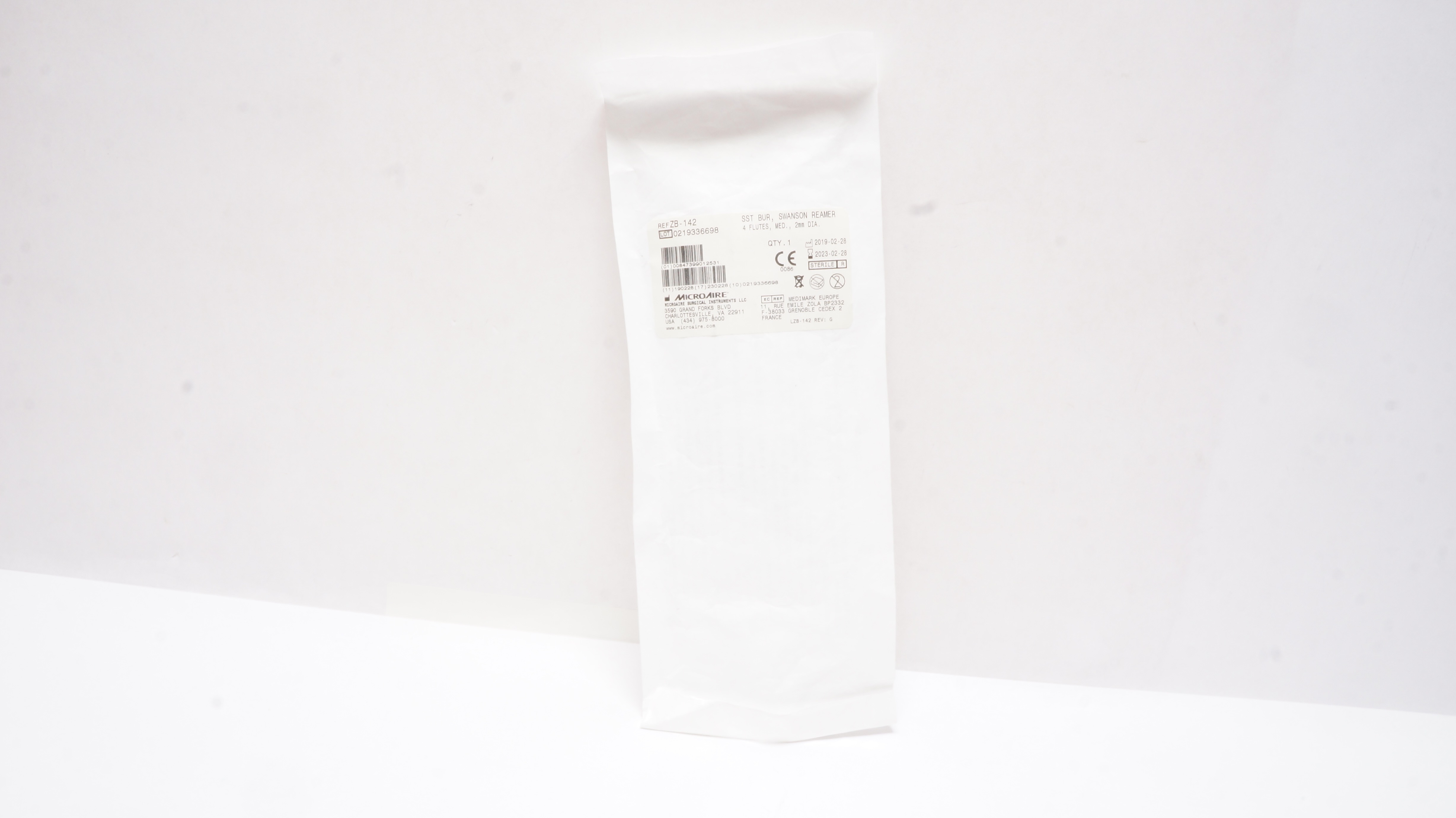 MicroAire ZB-142 SST BUR, Swanson Reamer 4 FLutes Medium. 2mm Dia (x)