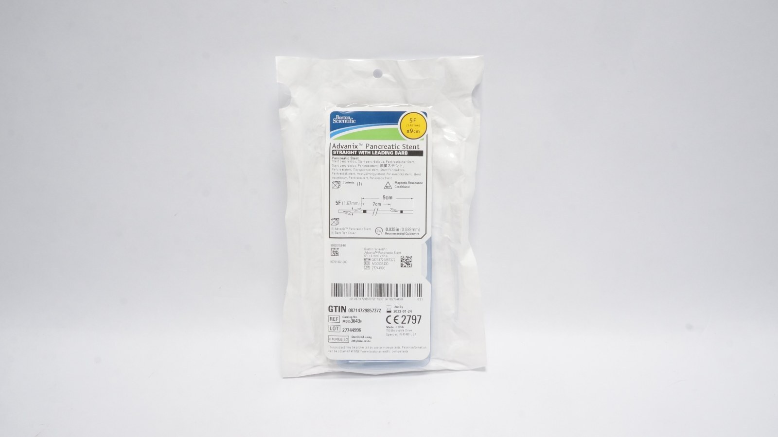 Boston Scientific M00536430 Advanix Pancreatic Stent 5F 9cm