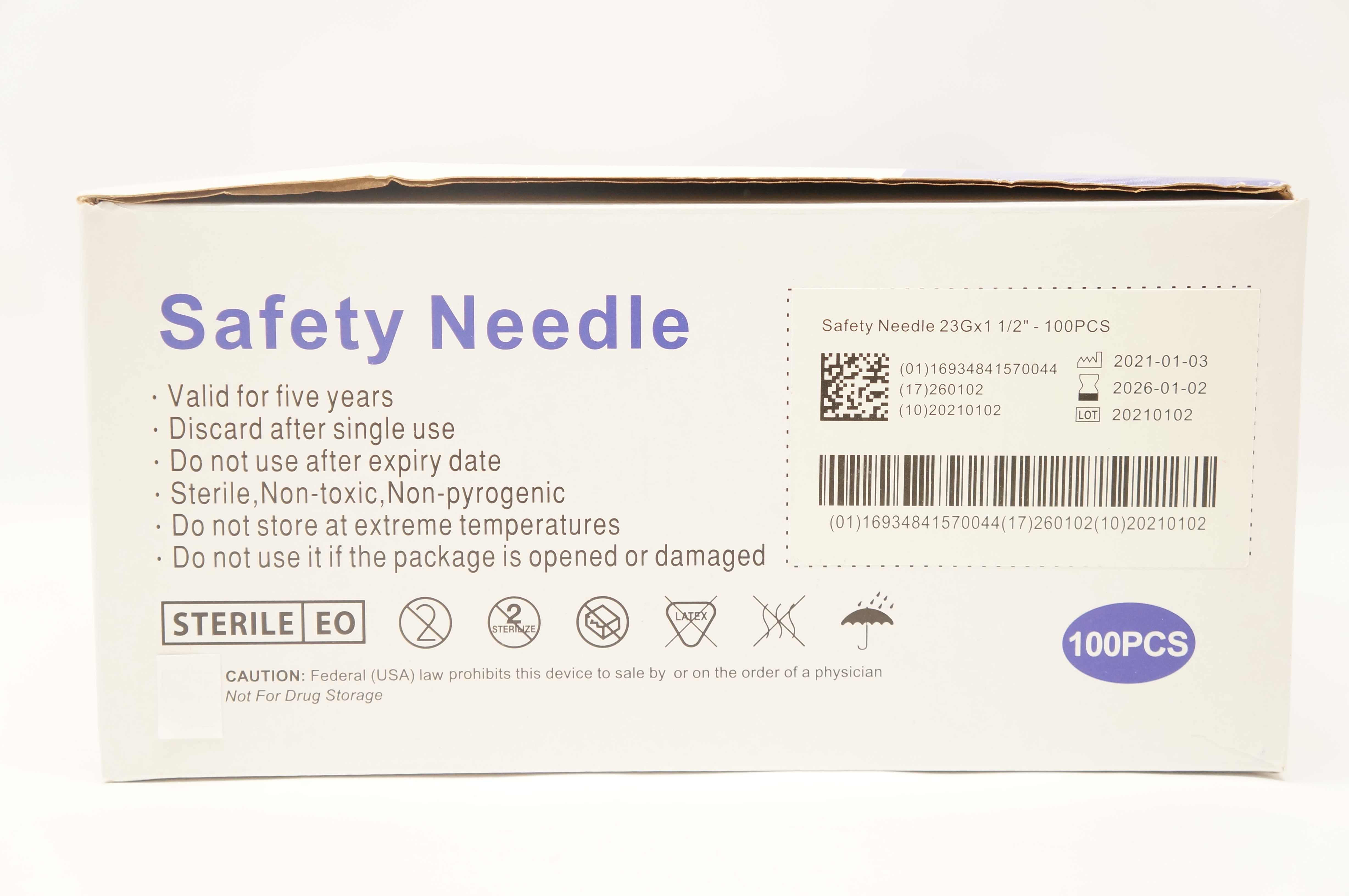 Anhui Tiankang Medical TKSN-008 N-2315 Safety Ndle 23G x 1-1/2inch - Box of 100