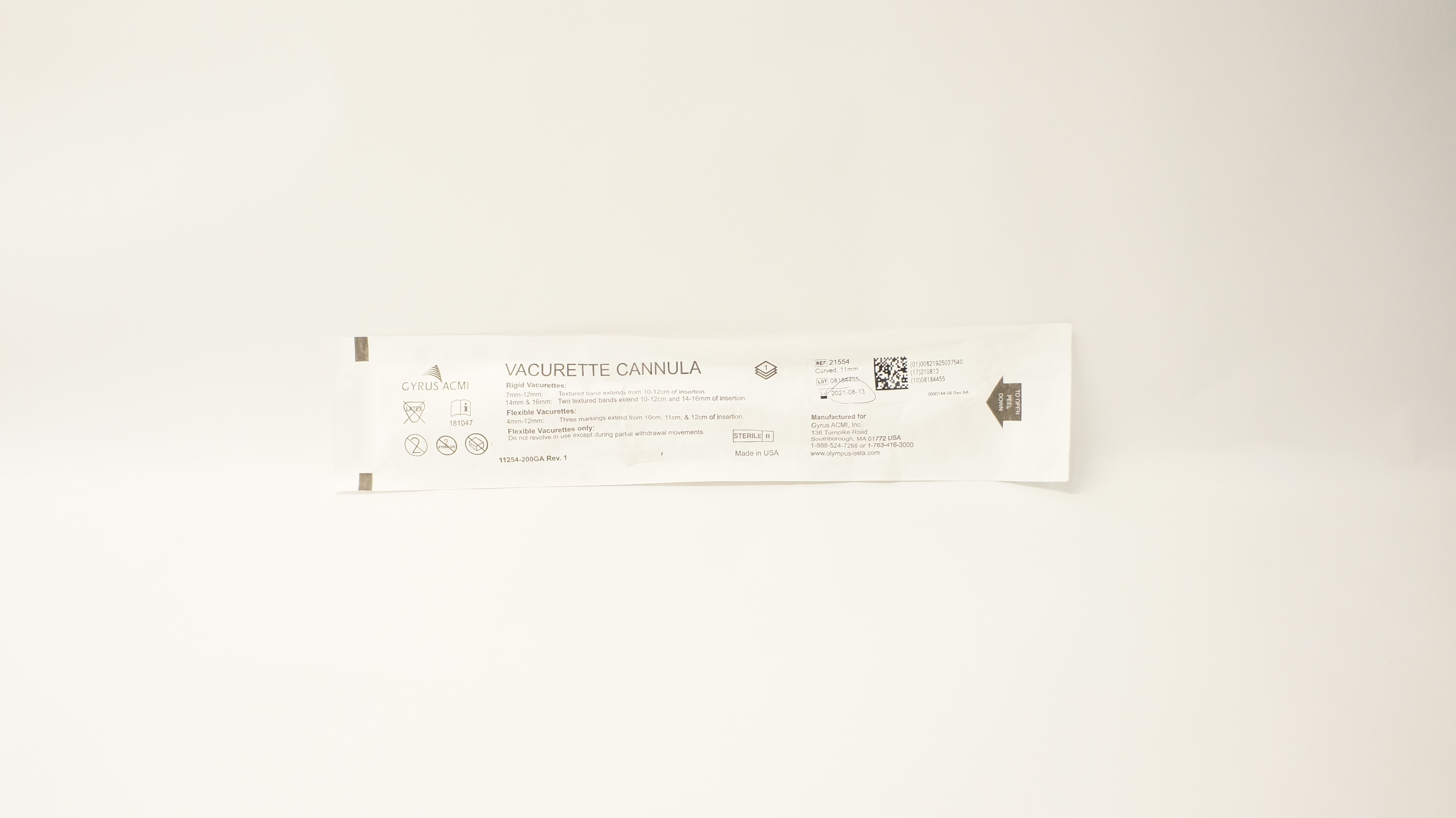 Gyrus ACMI 21554 Vacurette Cannula 11mm Curved (x)