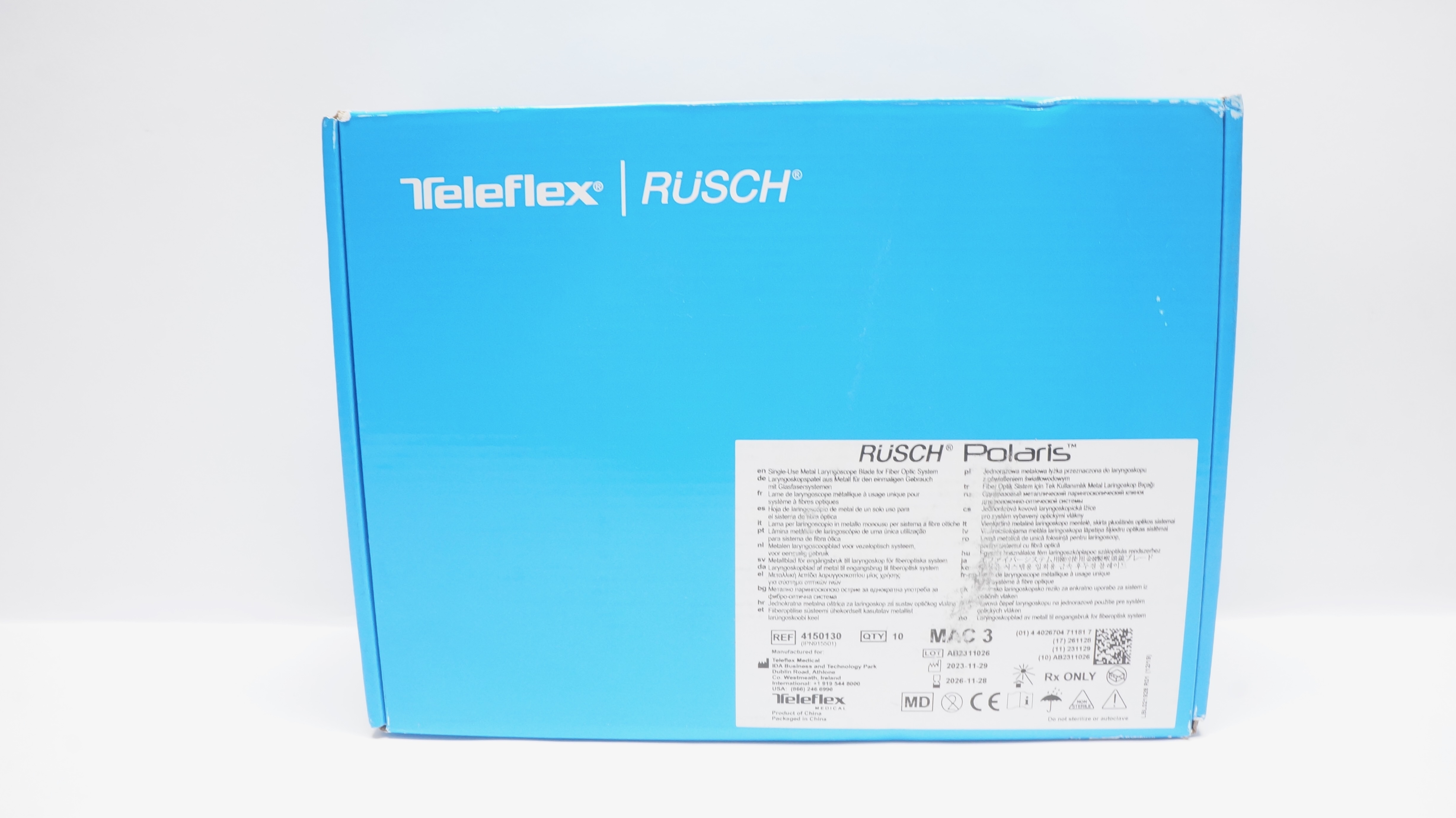 Teleflex 4150130 Rusch Polaris Fiber Optic Laryngoscope Blade MAC 3 - Box of 10