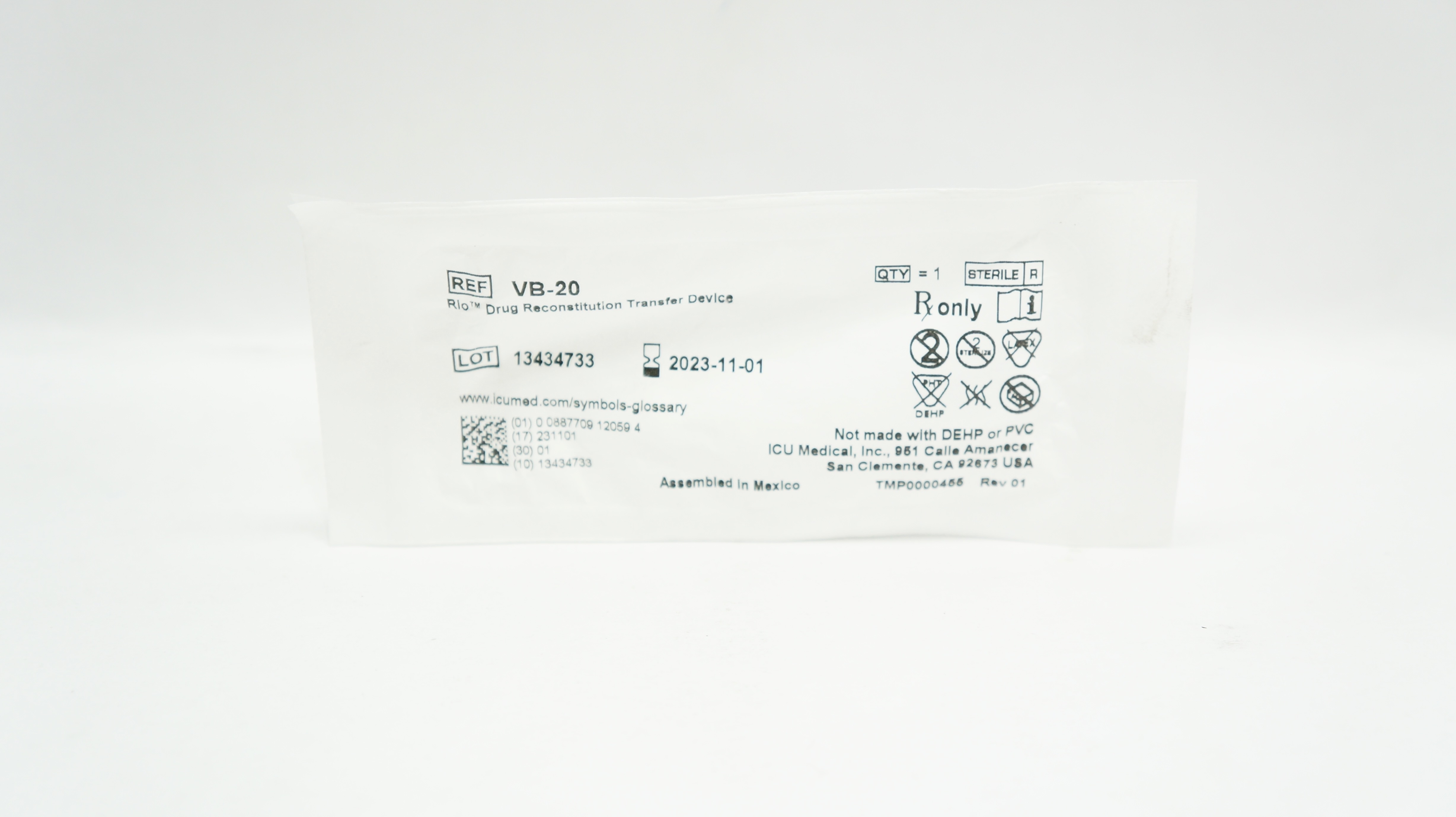 ICU Medical VB-20 Rio Drug Reconstitution Transfer Device