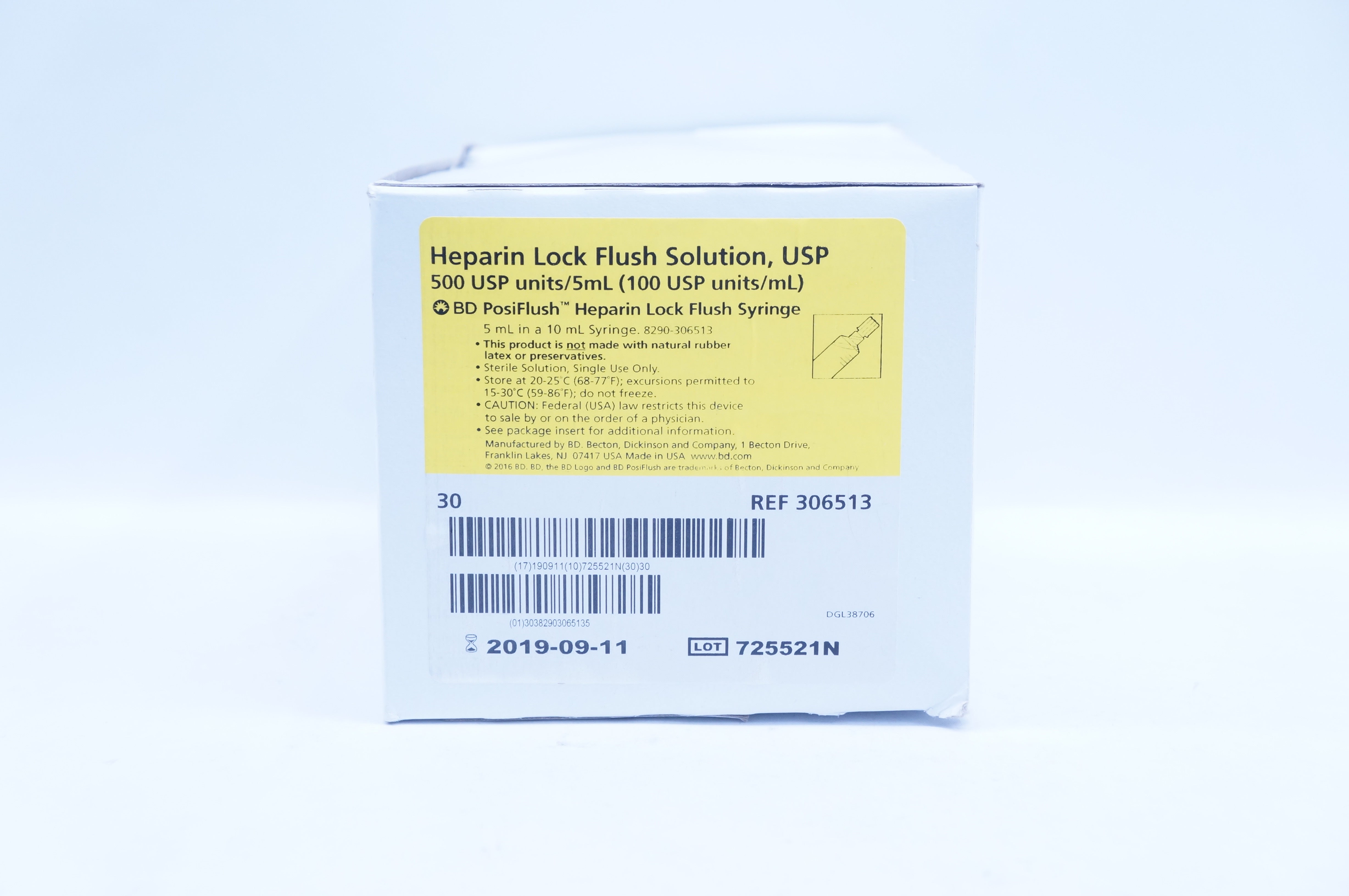 BD 306513 Becton Heparin Lock Flush Solution, USP - (x) Box of 30