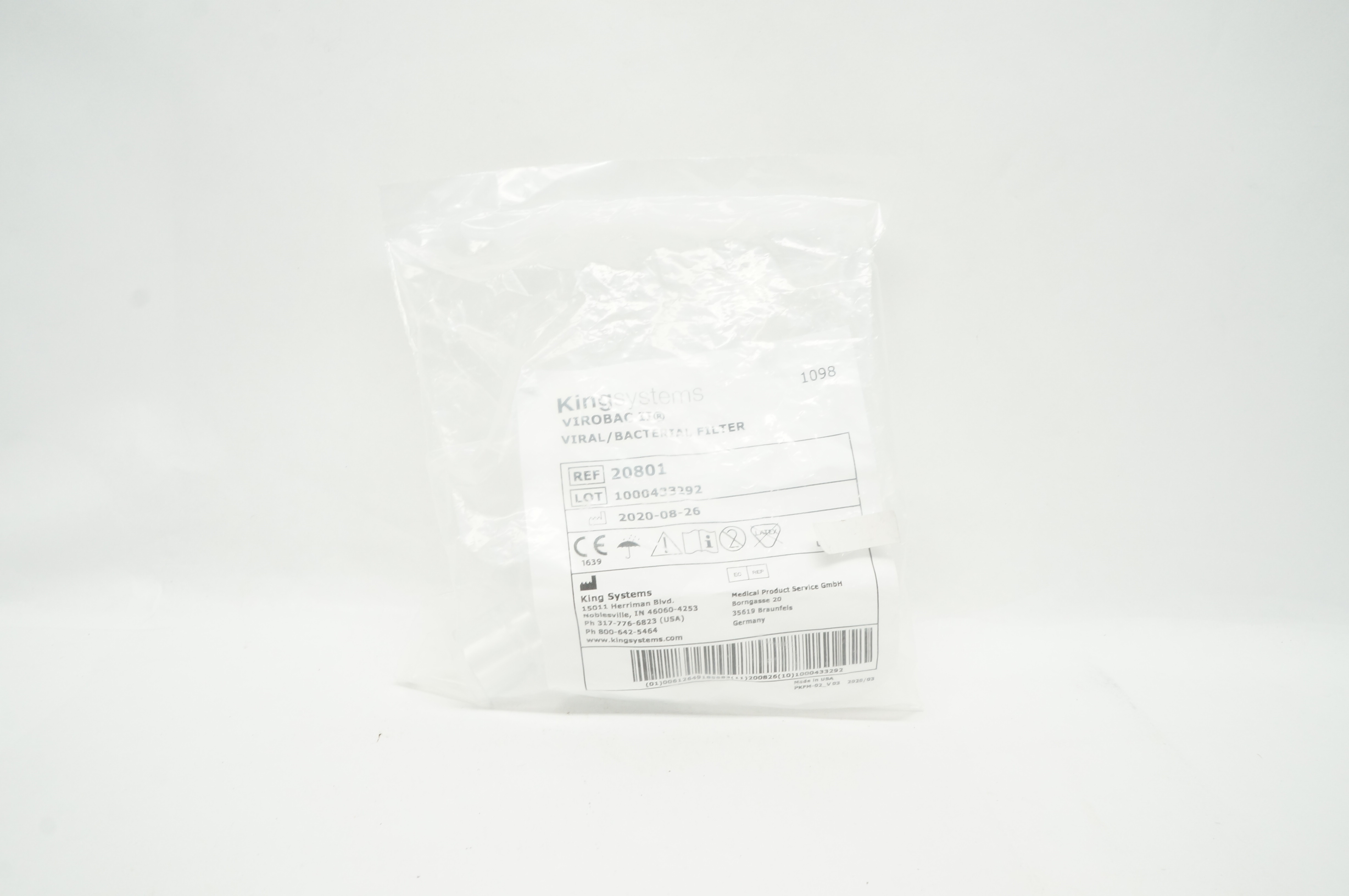 King Systems 20801 Virobac II Viral/Bacterial Filter