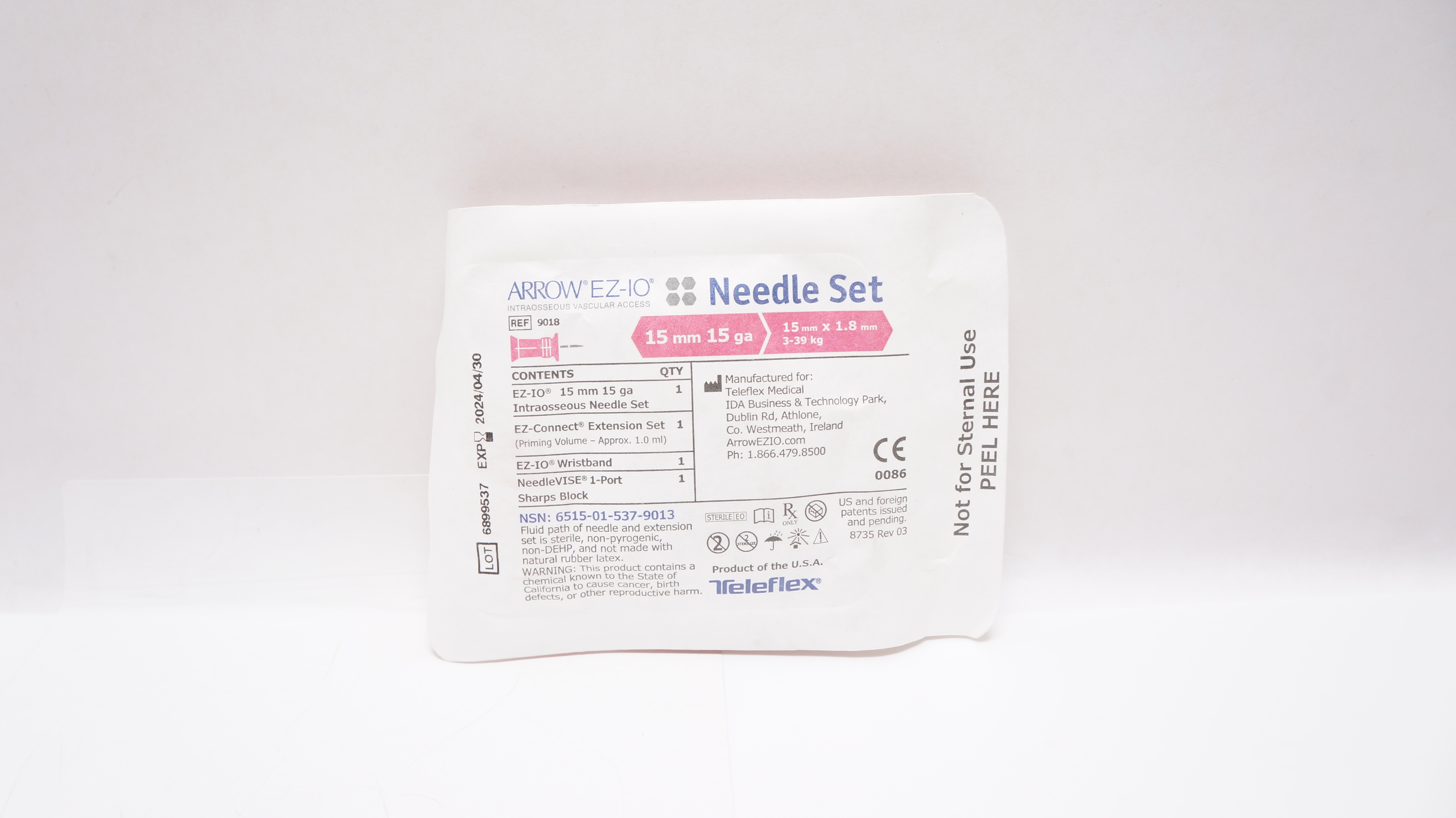 Teleflex 9018 Arrow EZ-IO Ndle Set 15mm x 15ga