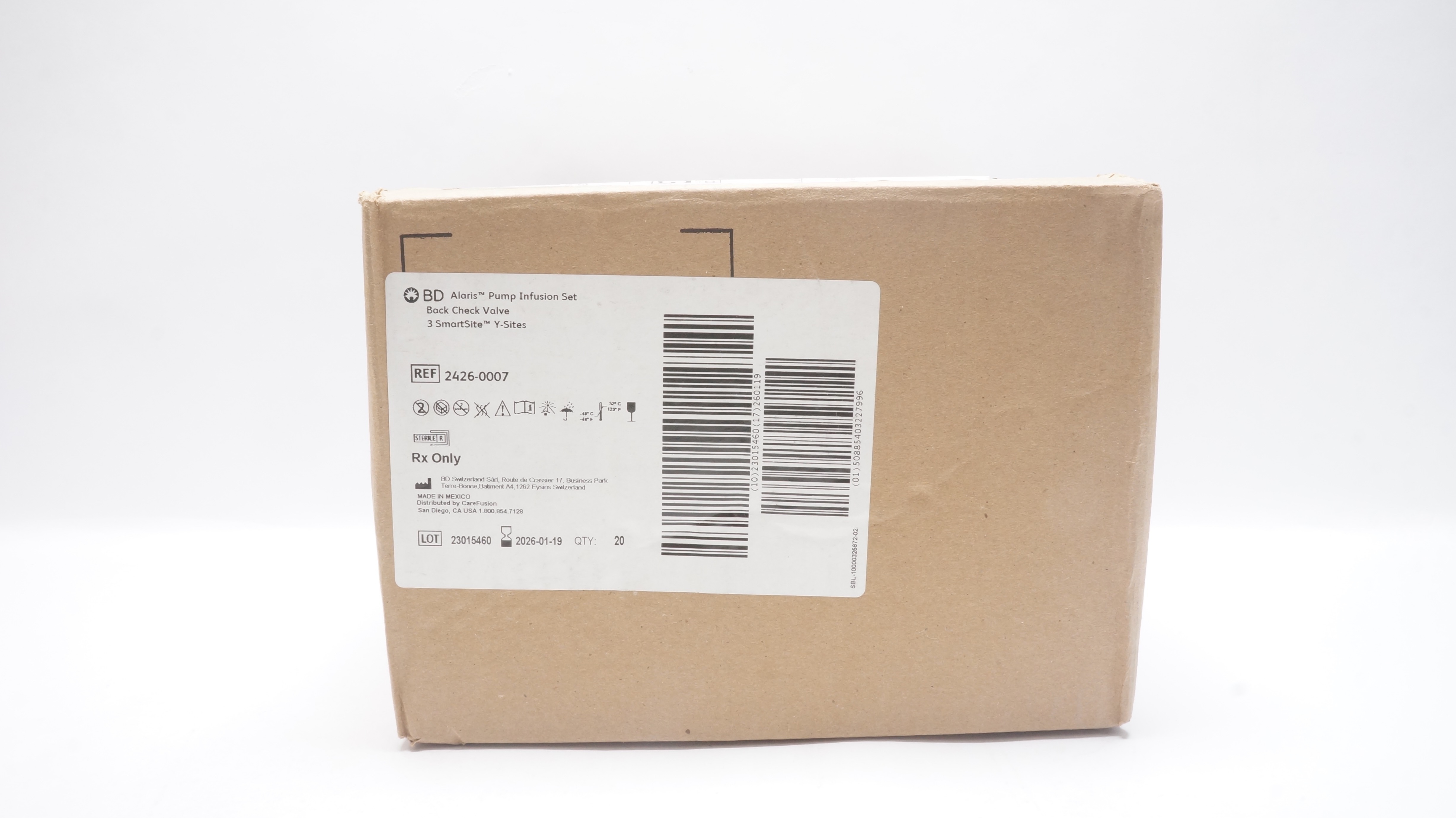 BD 2426-0007 Alaris Pump Infusion Set 26ml x 126inch 20Drops/ml - Box of 20