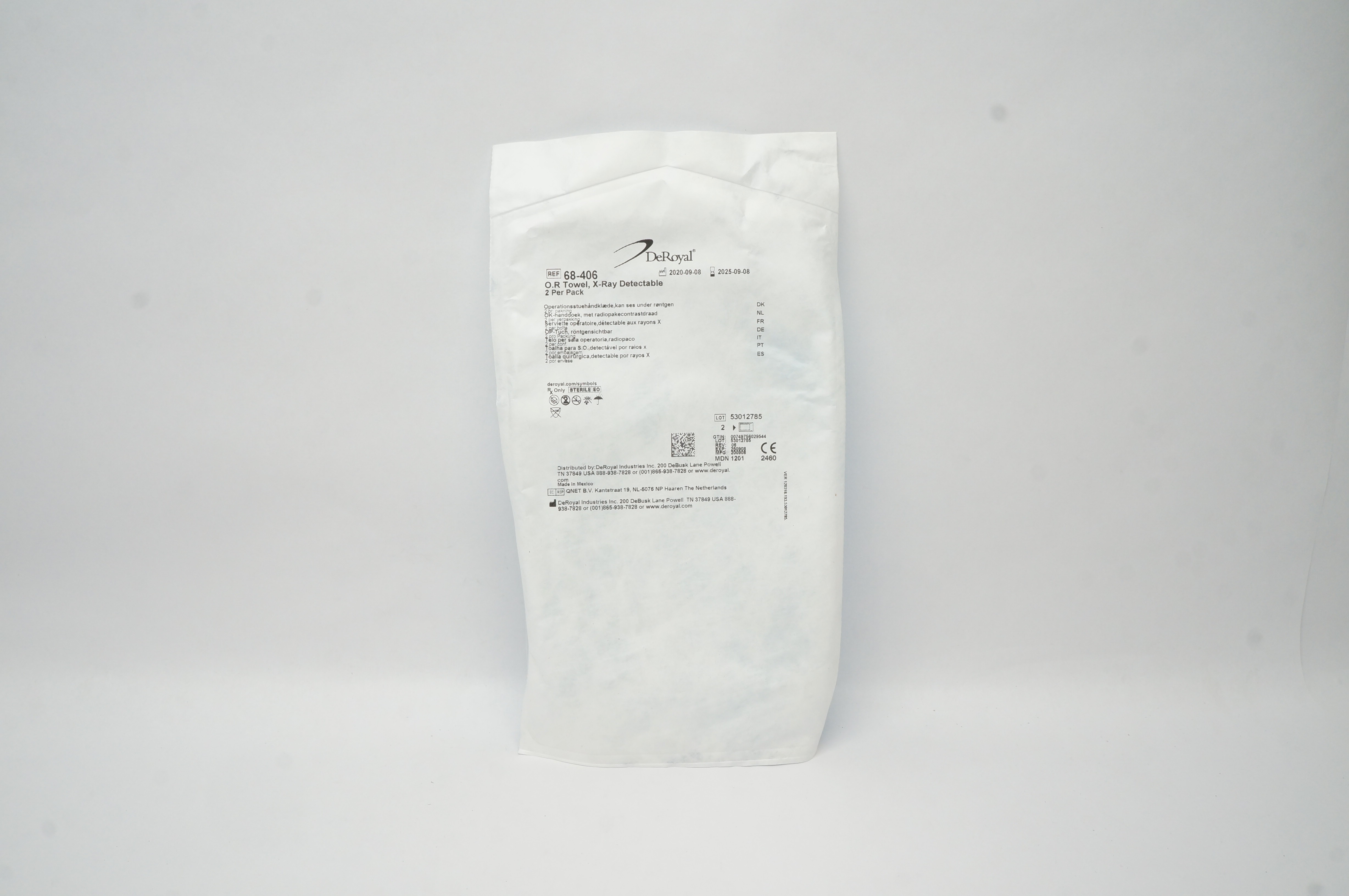 DeRoyal 68-406 O.R Towel X-Ray Detectable - Pack of 2