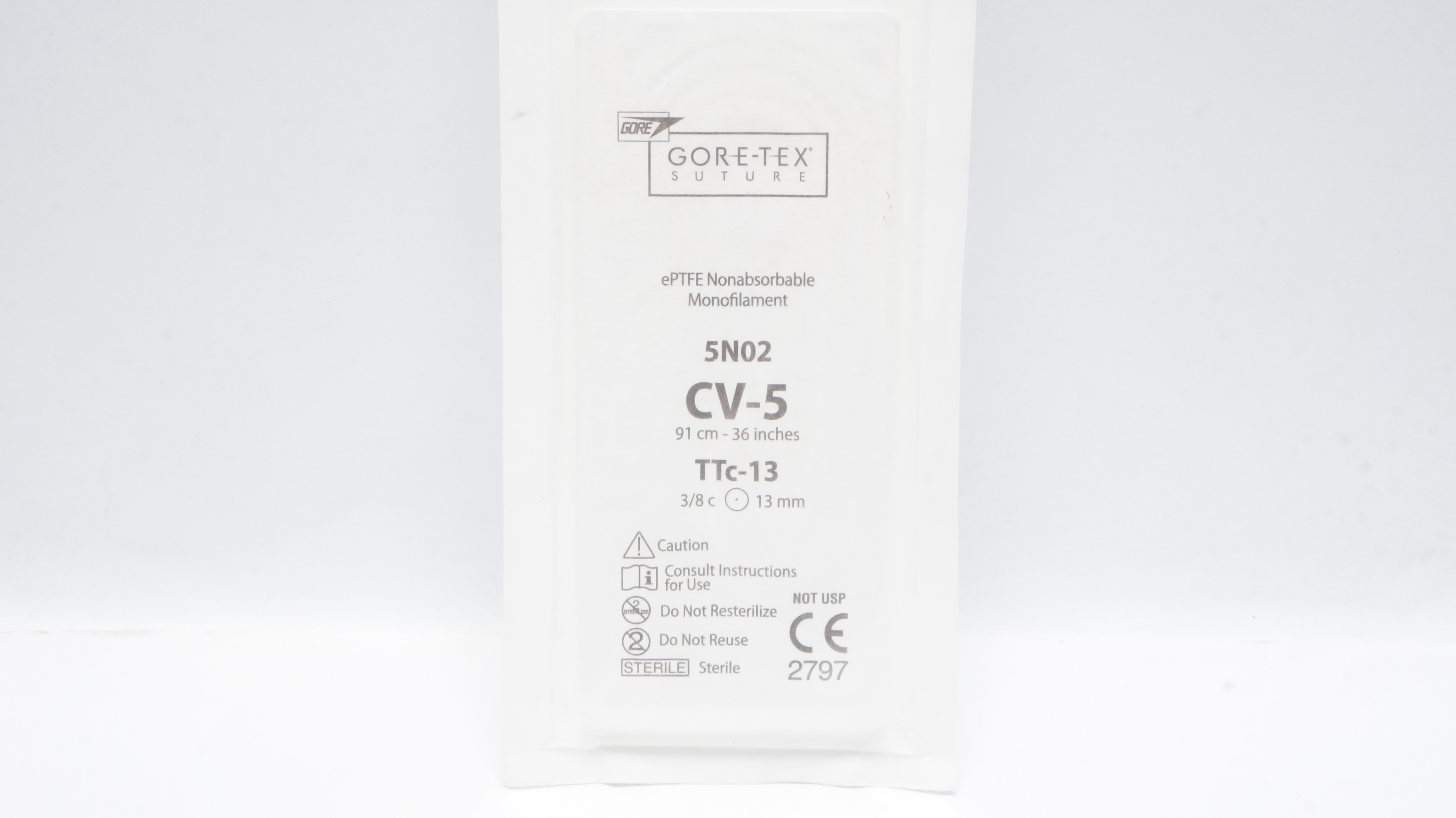 Gore 5N02 CV-5 Nonabsorbable Monofilament Stre TTc-13 3/8c 13mm 36 inch