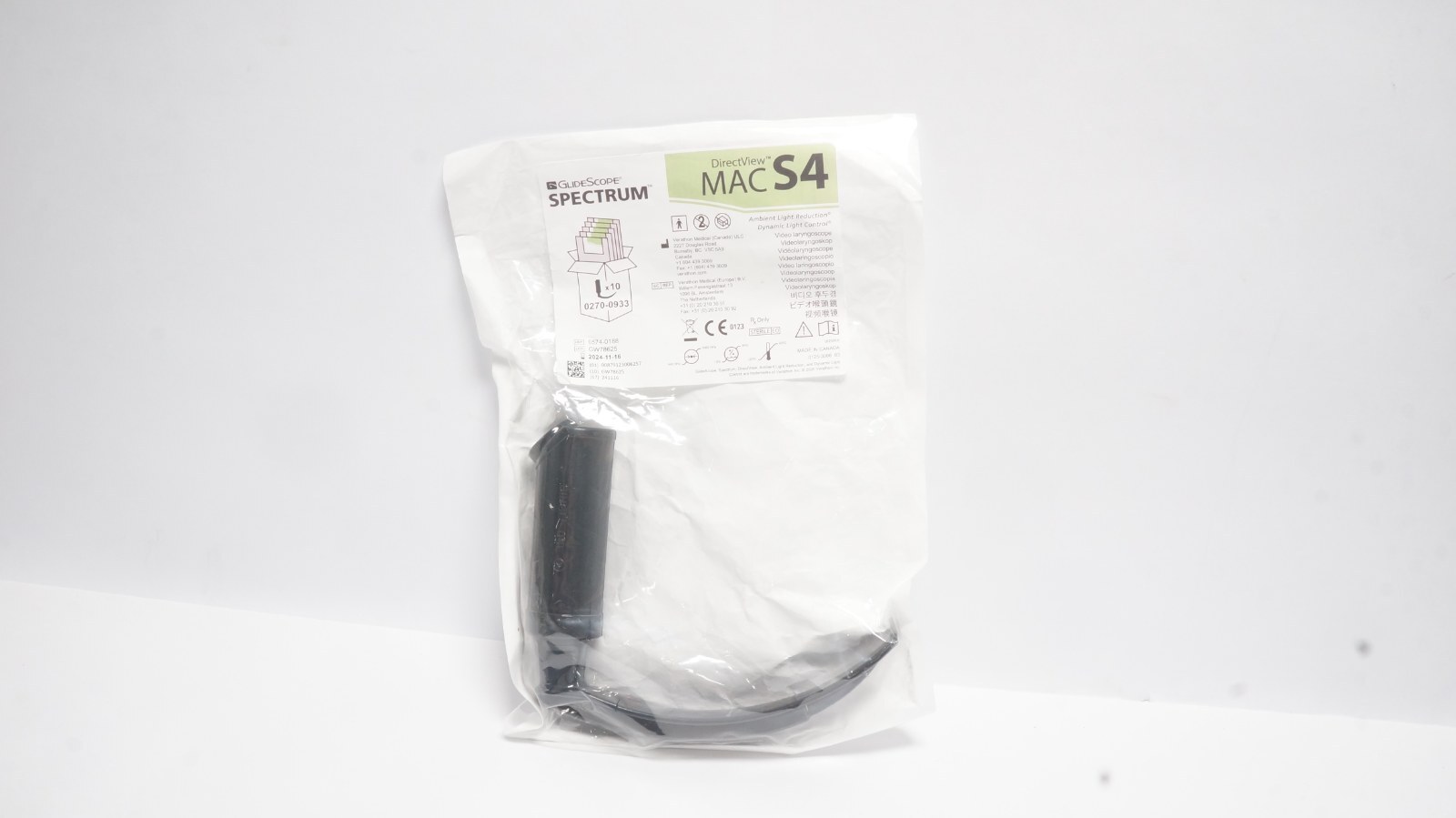 Verathon 0574-0188 GlideScope Spectrum MAC S4 Video Laryngoscope