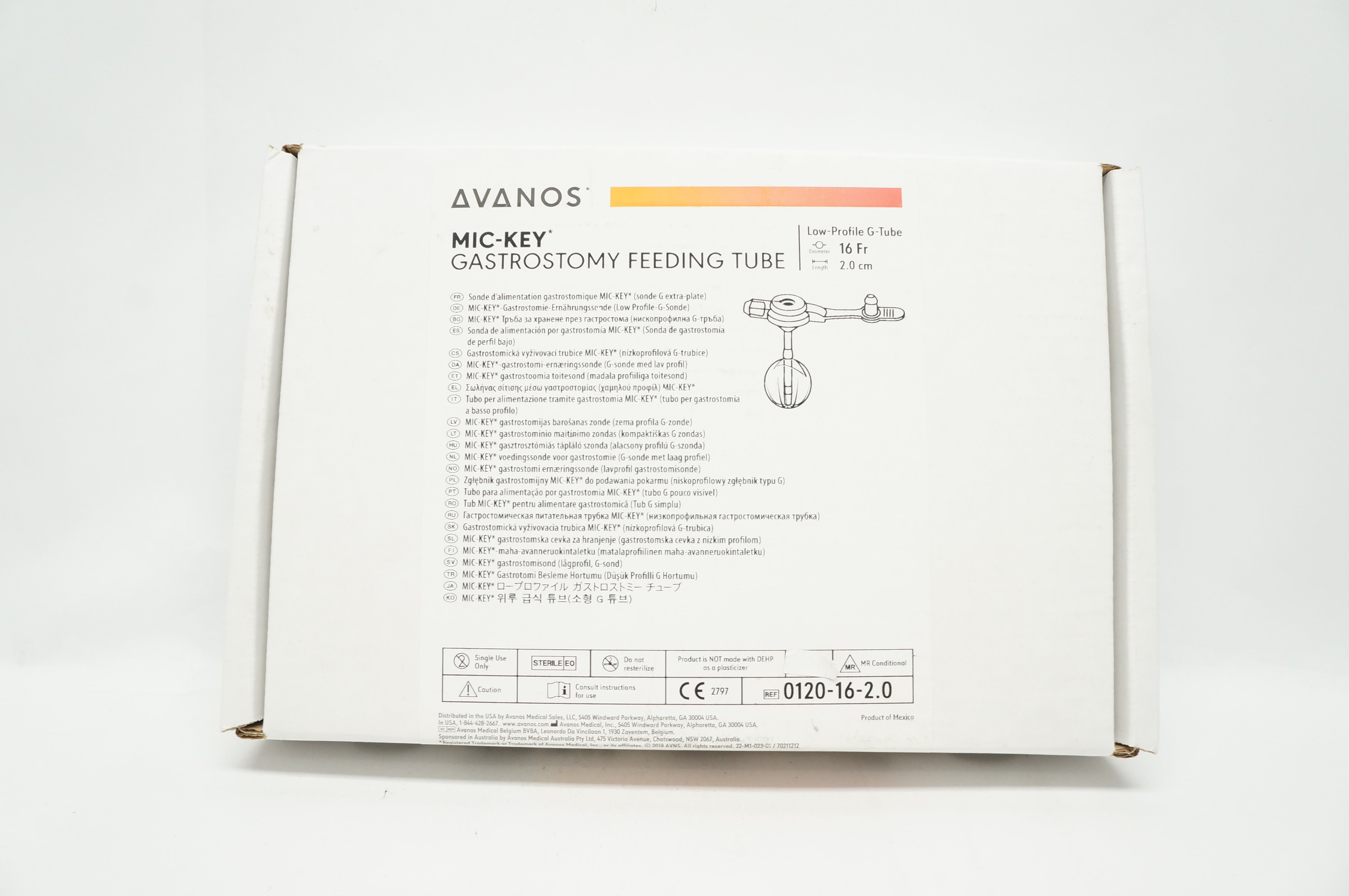 Avanos 0120-16-2.0 MIC-Key Gastrostomy Feeding G-Tube 16 Fr x 2.0 cm (x)