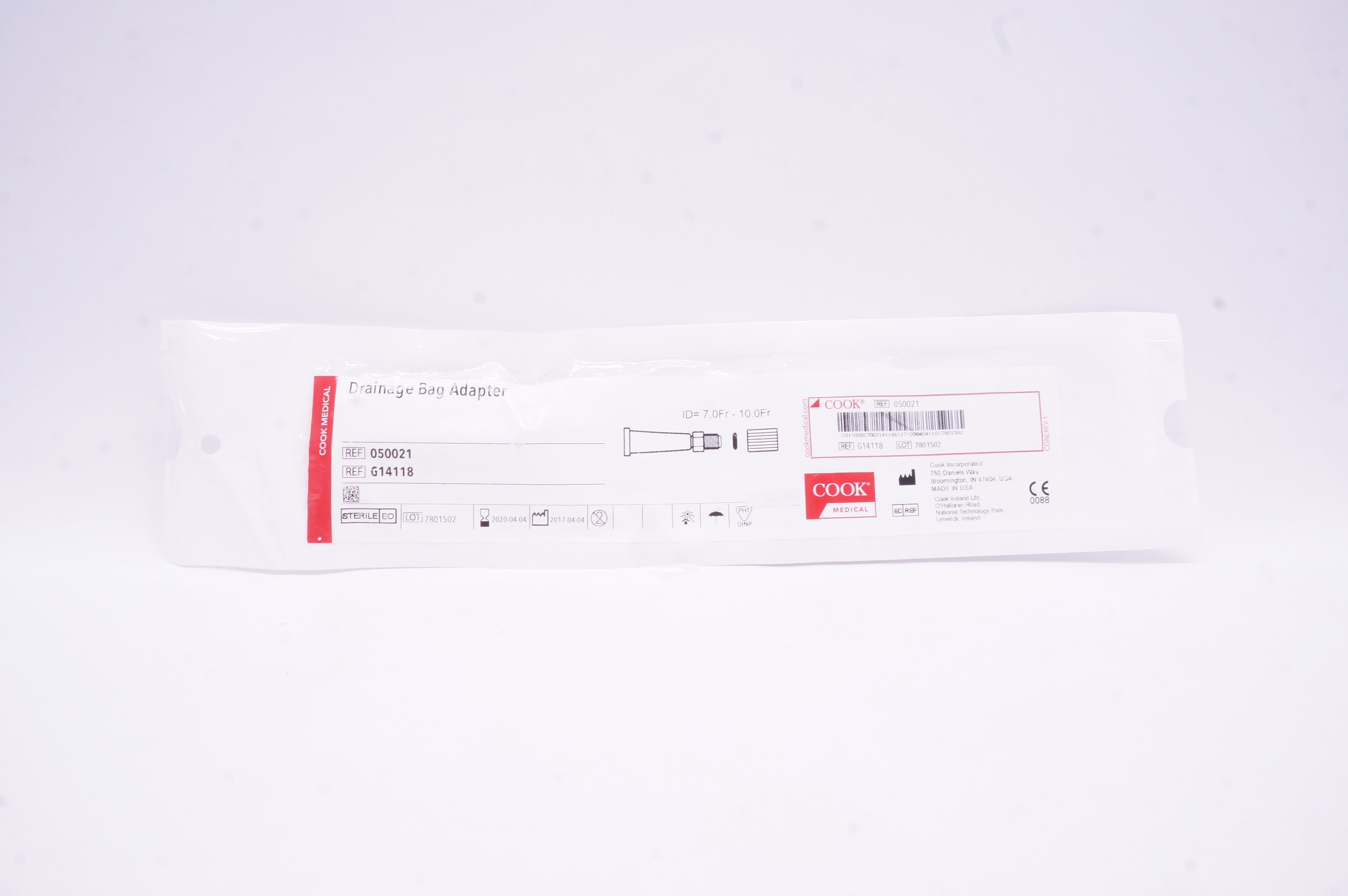 Cook Medical G14118 Drainage Bag Adapter 7.0Fr-10.0Fr (x)