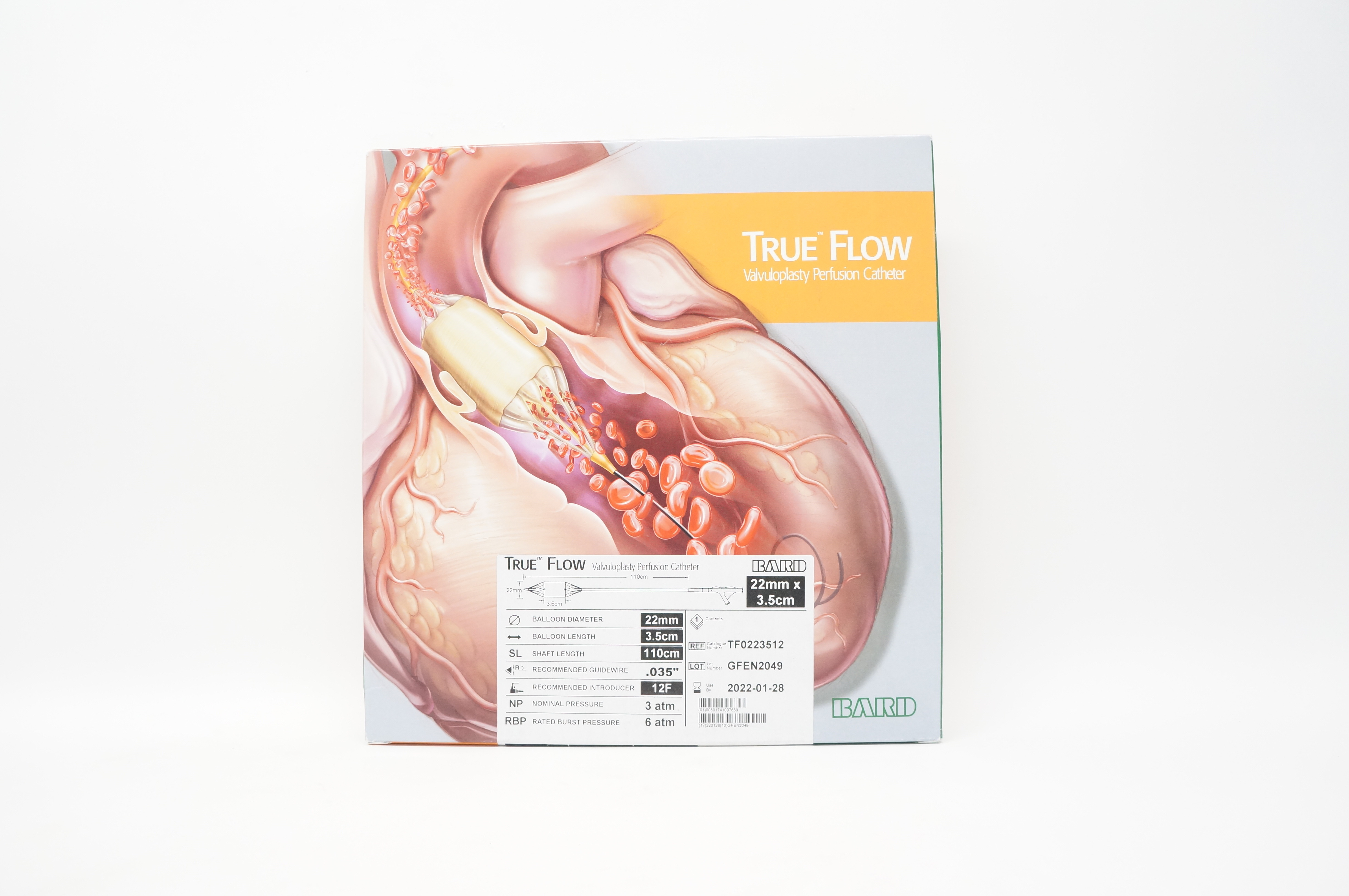 Bard TF0223512 True Flow Valvuloplasty Perfusion Cath.12F x 22mm x 3.5cm x 110cm