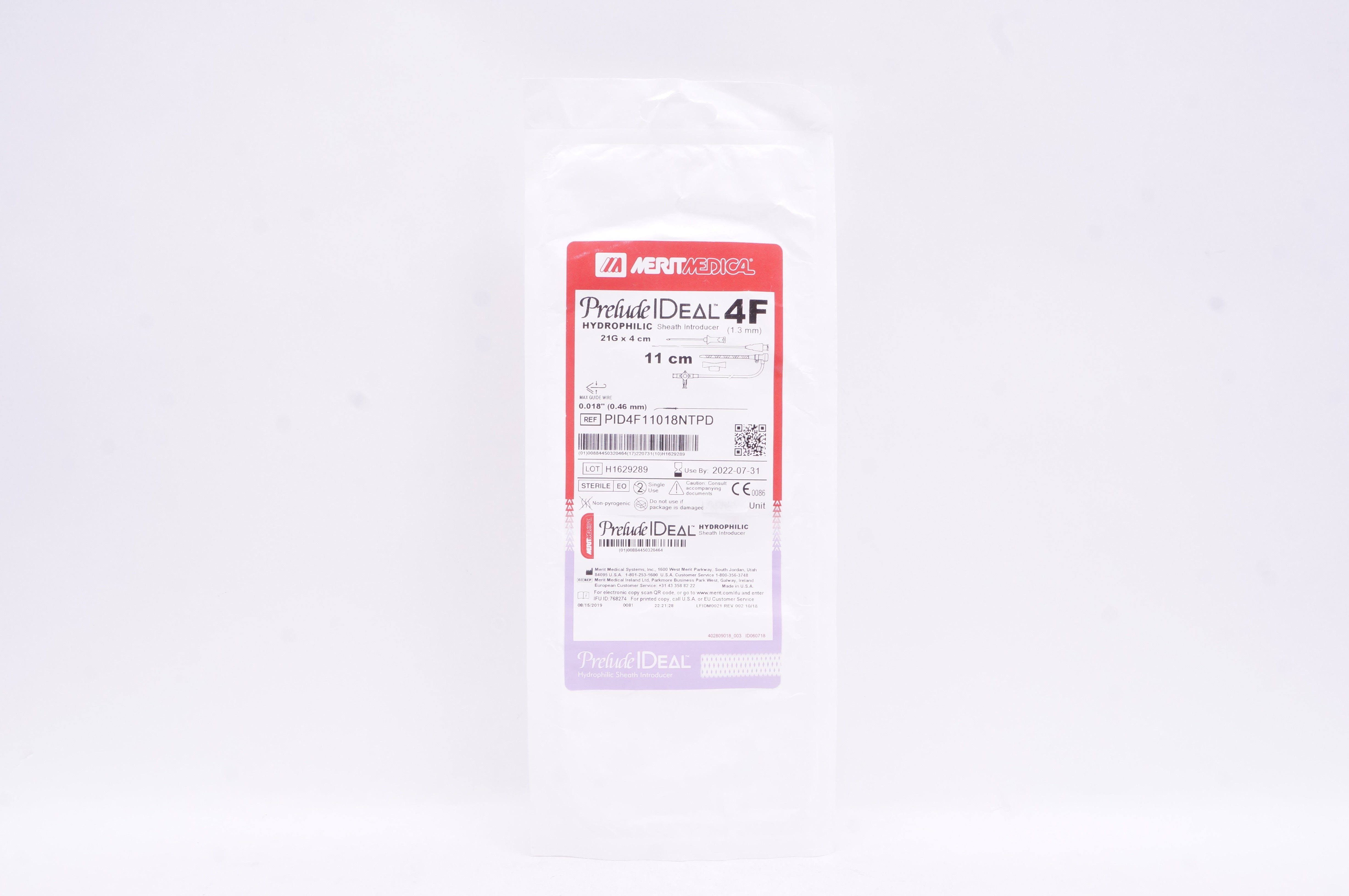 Prelude Ideal PID4F11018NTPD Hydrophilic Sheath Introducer 4F