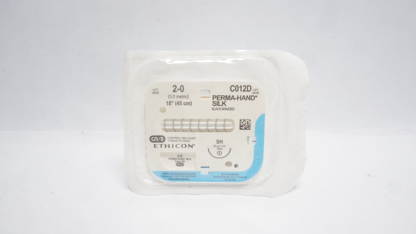 ETHICON C012D PERMA-HAND SILK Sutures 2-0 18" Black Braided