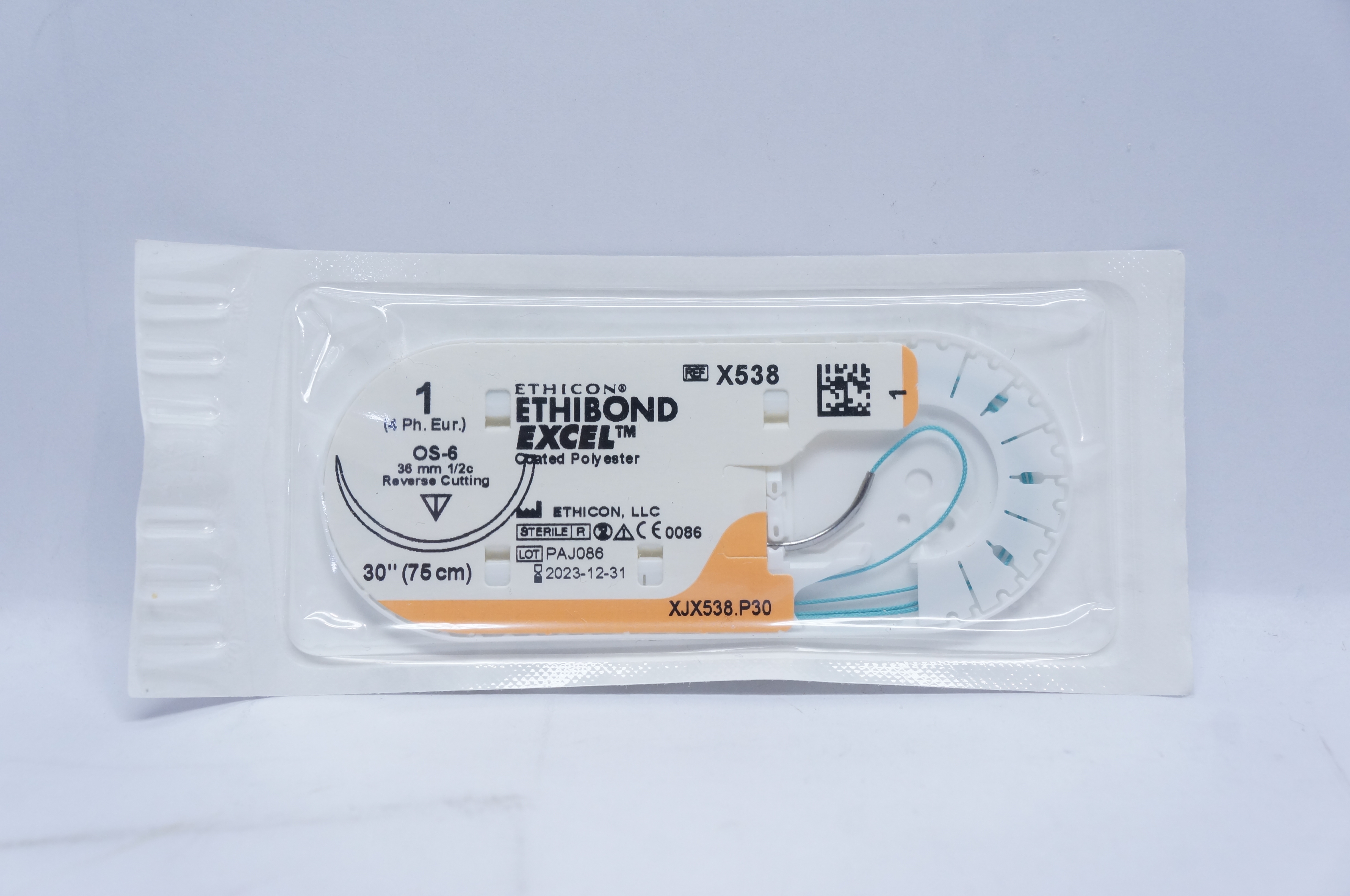 Ethicon X538 1 ETHIBOND EXCEL, OS-6, 36mm 1/2c Reverse Cutting, 30inch