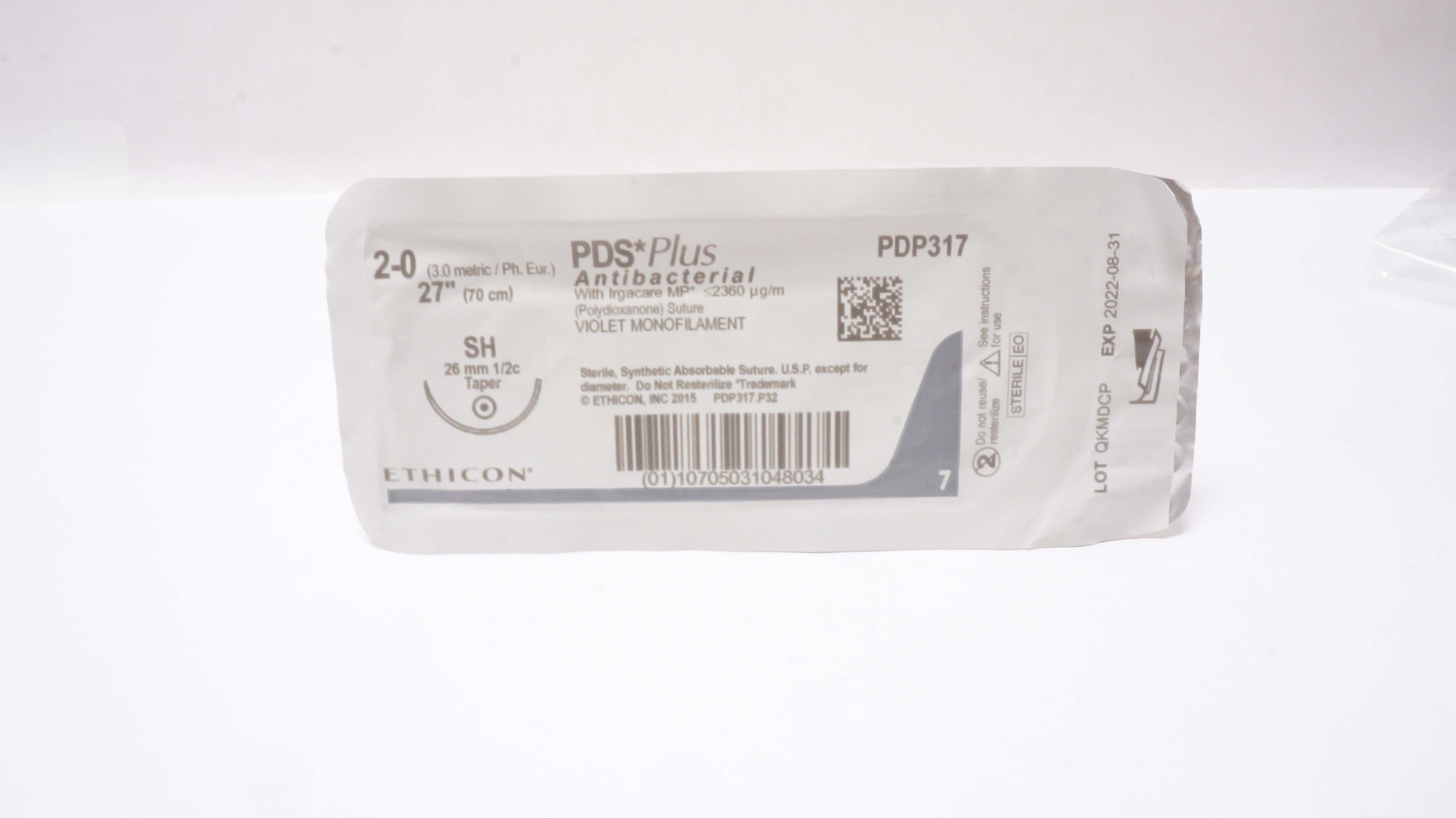 Ethicon PDP317 2-0 PDS Plus, SH, 26mm 1/2c Taper, 27inch (x)