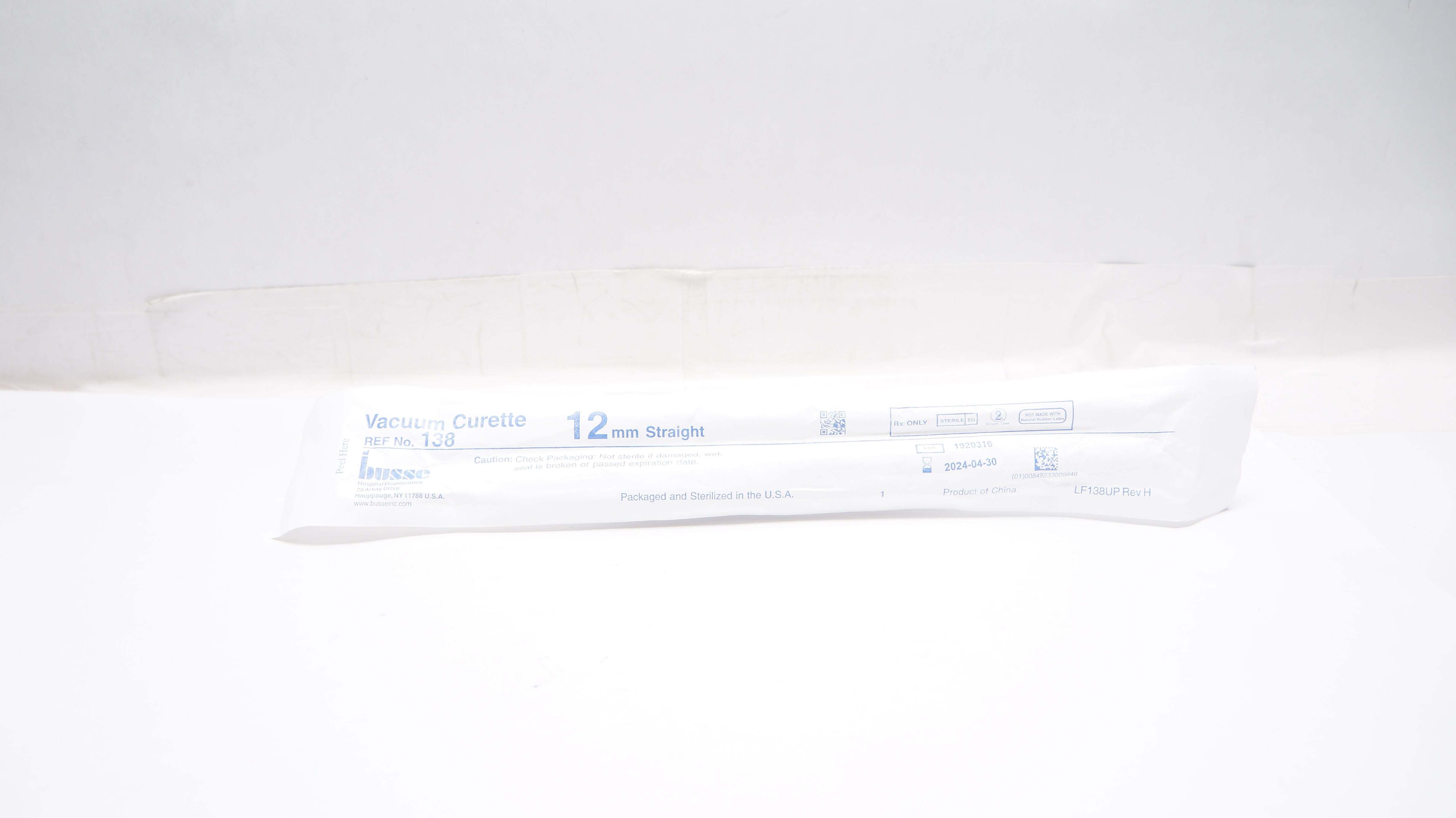 Busse 138 Vacuum Curette 12mm Straight (x)