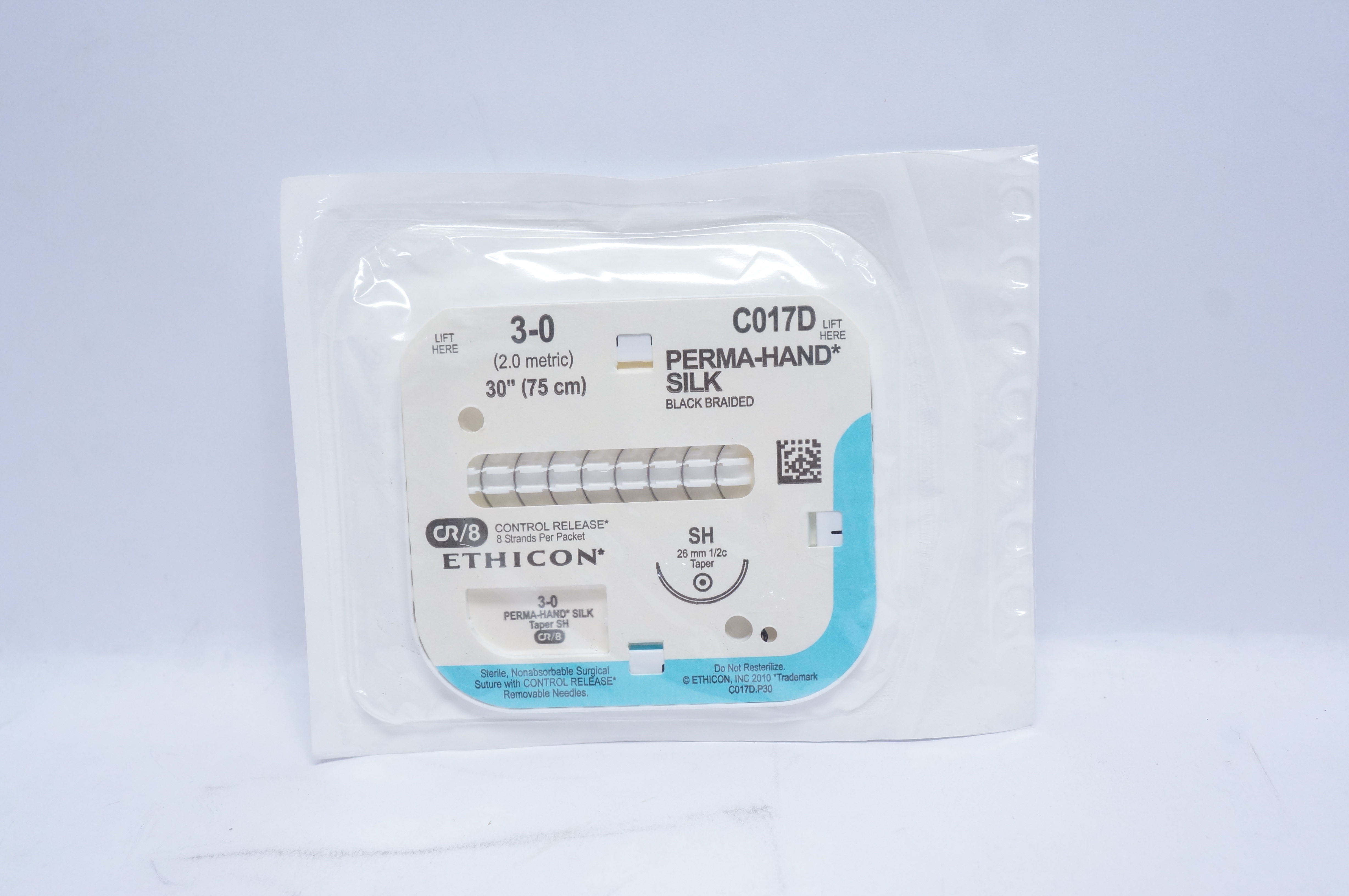 Ethicon C017D 3-0 PERMA-HAND SILK, SH, 26mm 1/2c Taper, 30inch