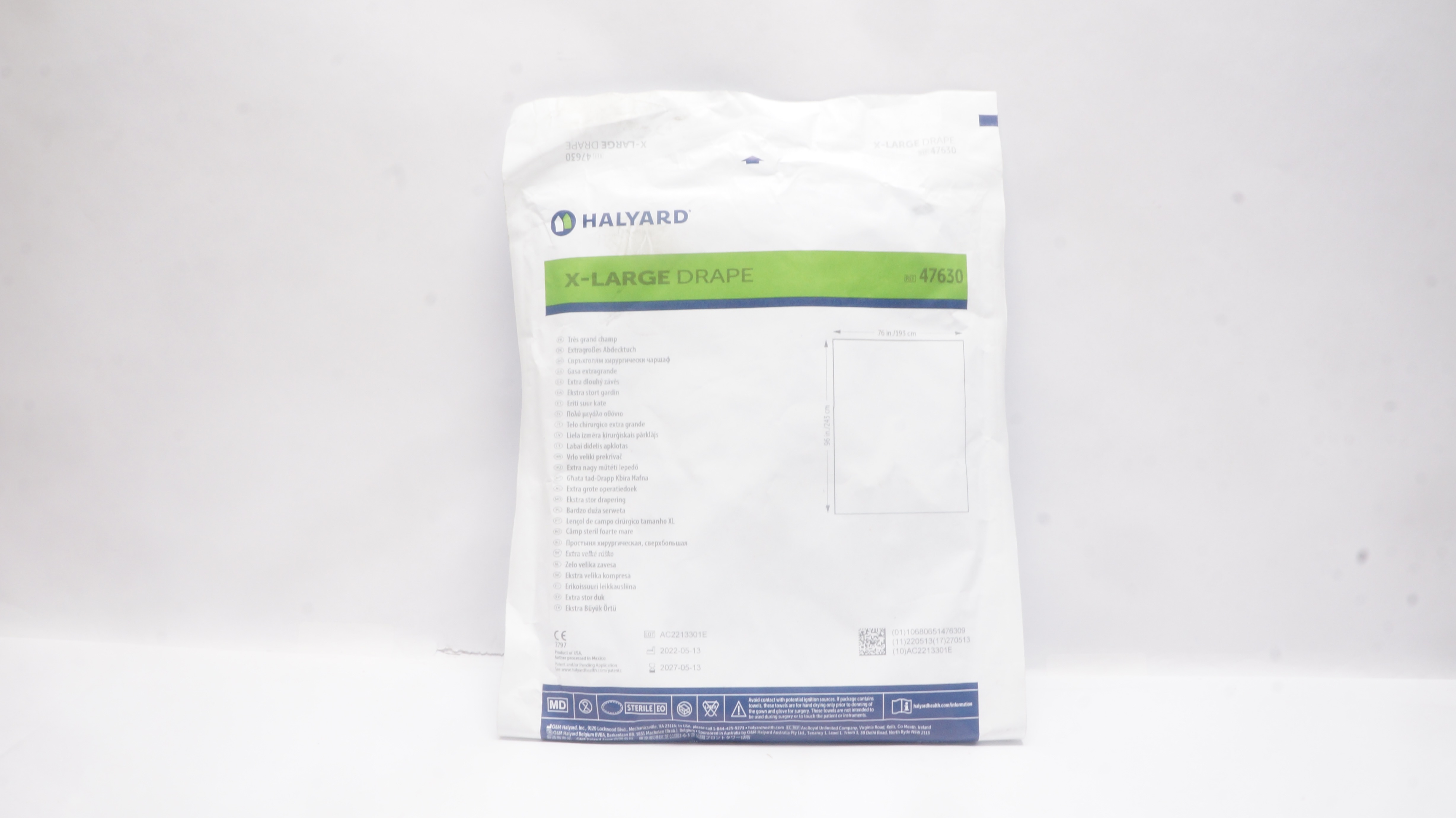 Halyard 47630 X-Large Drape, 76inch x 96inch